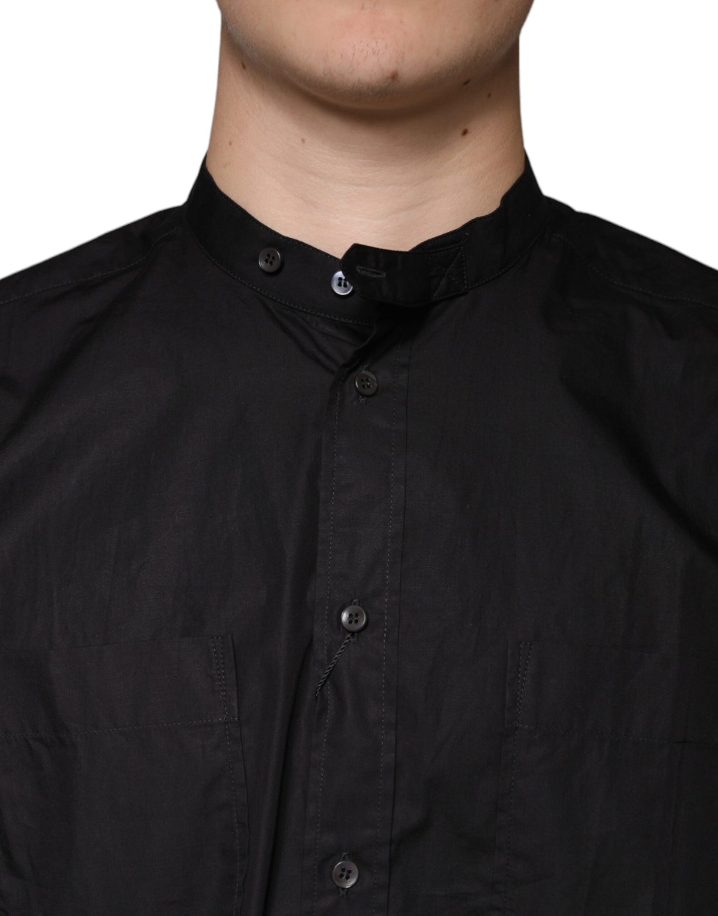 Dolce & Gabbana Sort bomuldsskjorte med knapper til mænd
