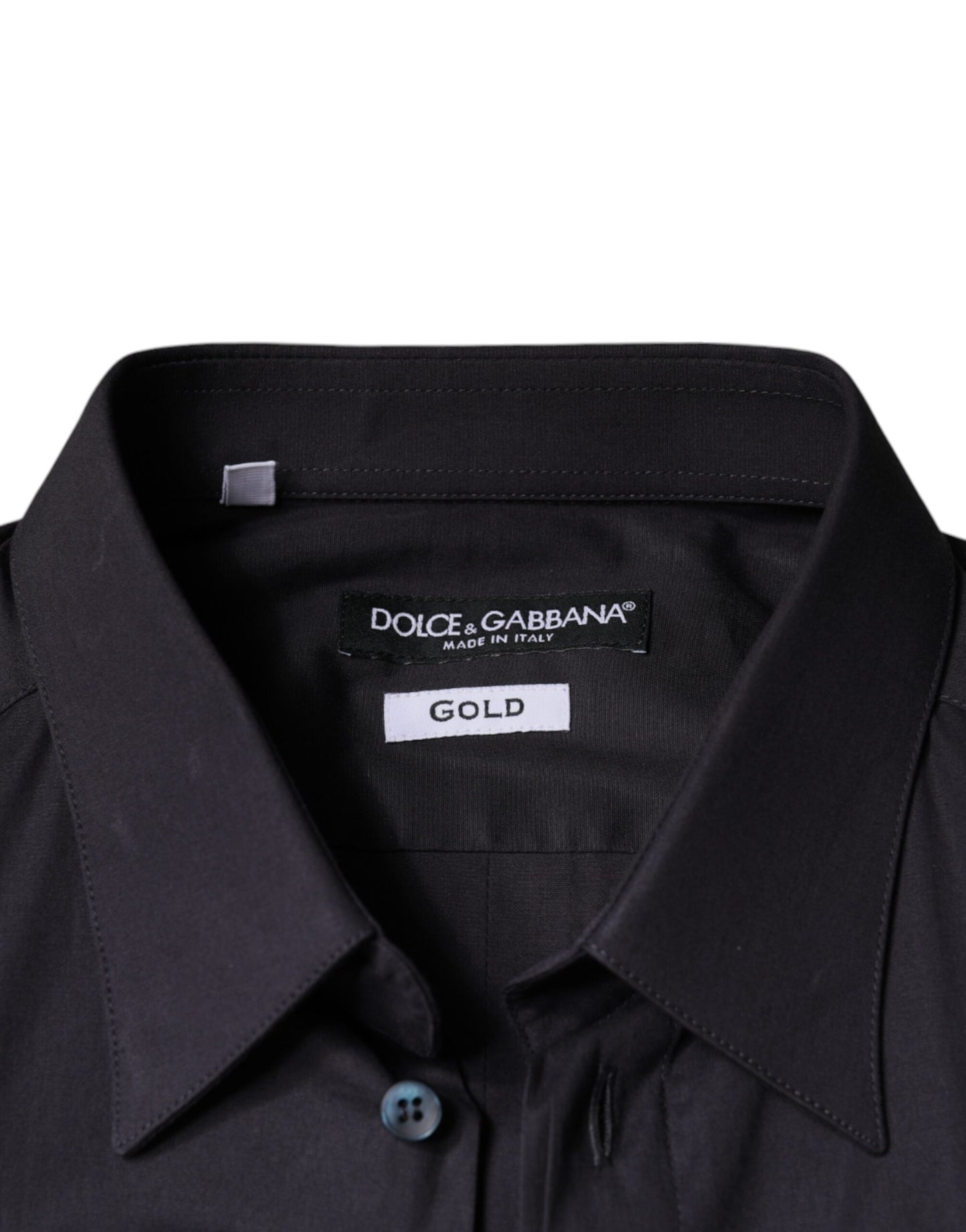 Dolce & Gabbana Sort Bomulds Stretchkjole GYLDET Formel Skjorte