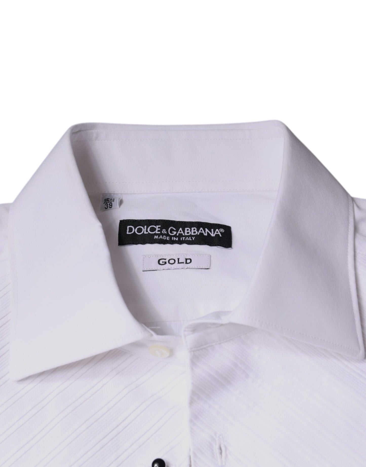 Dolce & Gabbana Hvid Bib Bomuldspoplin GULD Herre Formel Skjorte