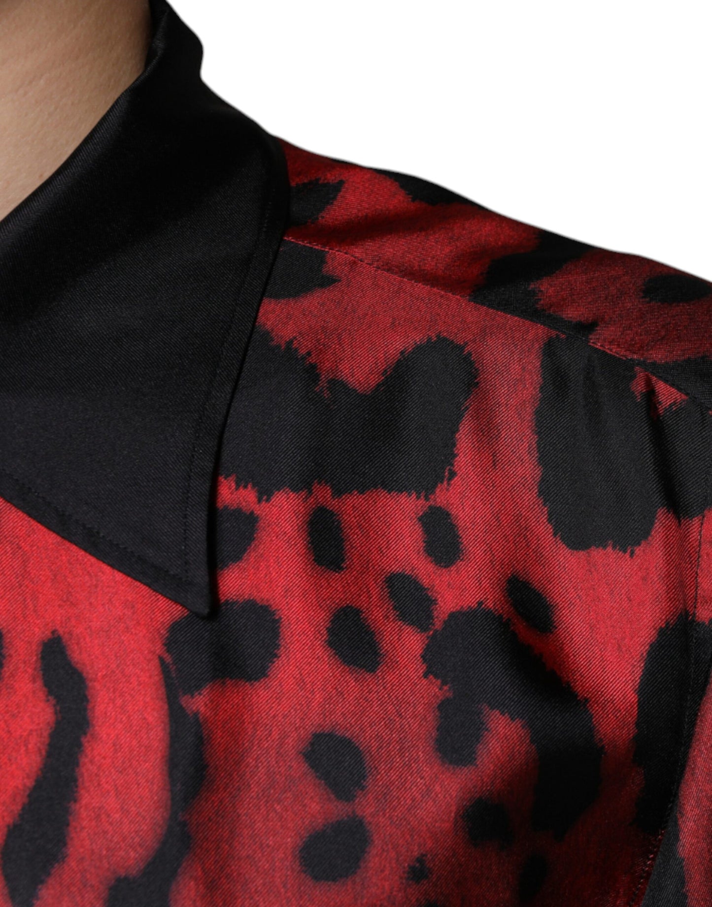 Dolce & Gabbana Rød Leopard Silke Button Down Casual Skjorte