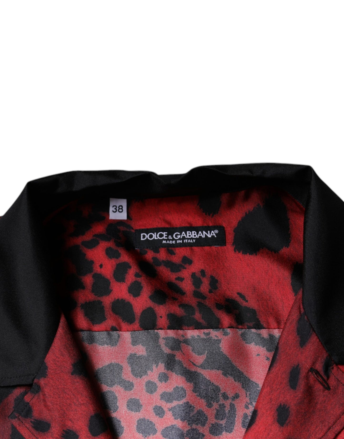 Dolce & Gabbana Rød Leopard Silke Button Down Casual Skjorte