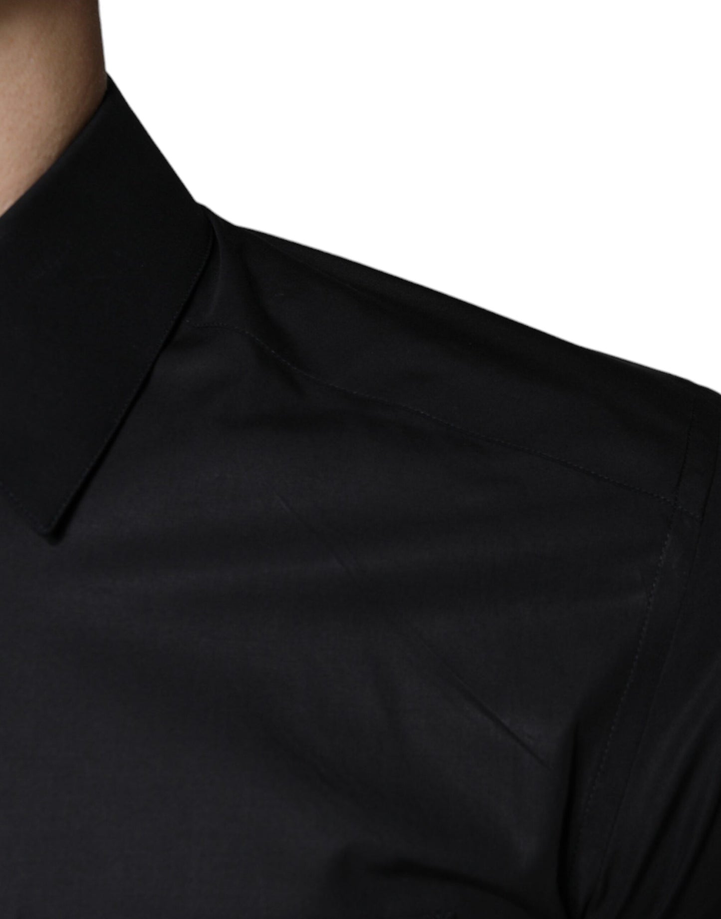 Dolce & Gabbana Sort Bomulds Stretchkjole GYLDET Formel Skjorte