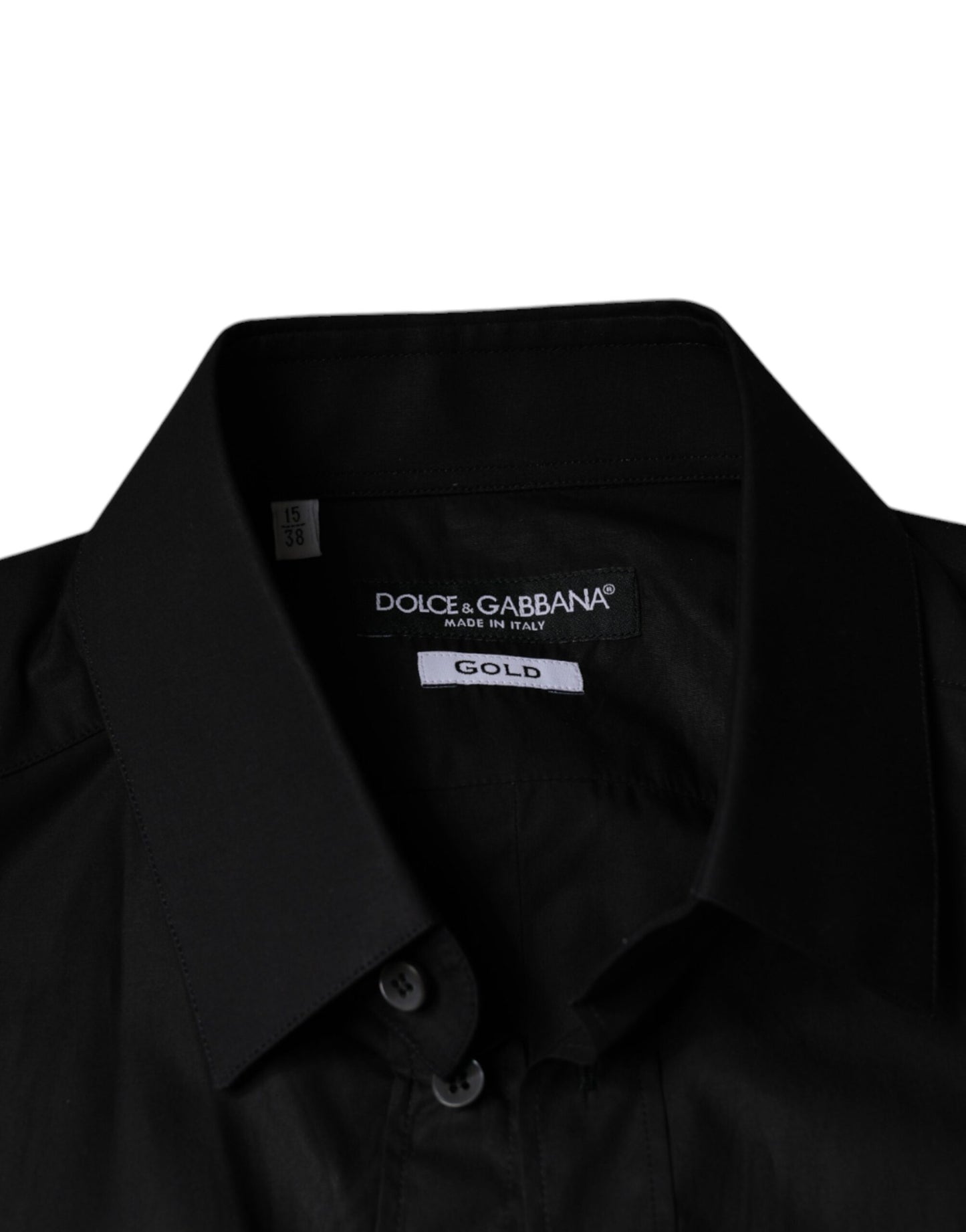 Dolce & Gabbana Sort Bomulds Stretchkjole GYLDET Formel Skjorte