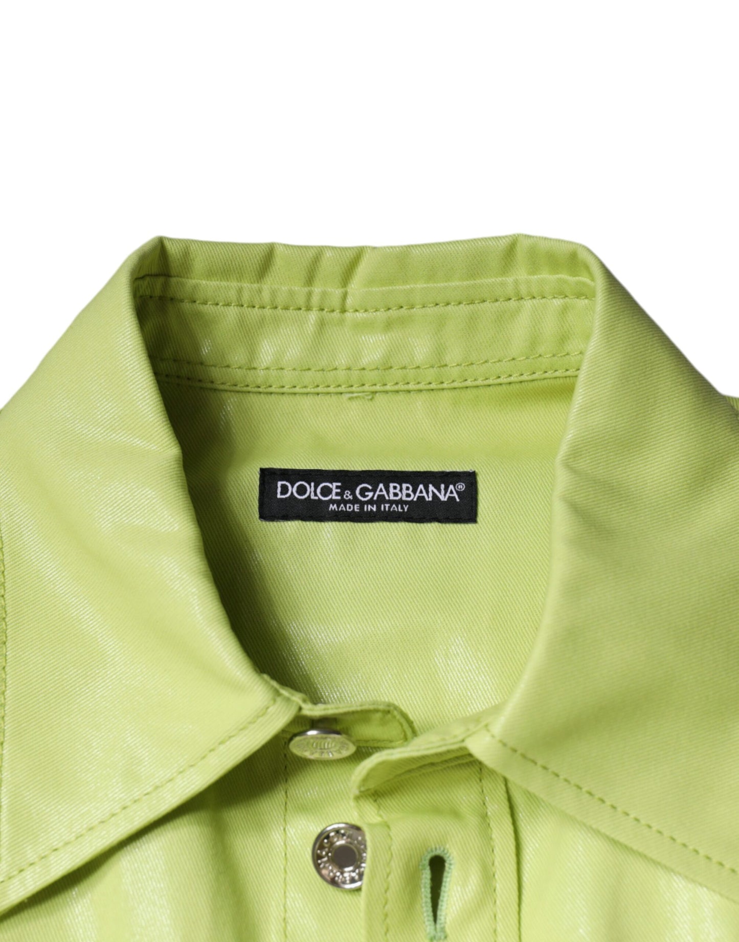 Dolce & Gabbana Grøn Bomuldsskjorte Med Krave Til Herrer