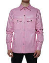 Dolce & Gabbana Lyserød Bomuldsskjorte Med Krave Og Button Down