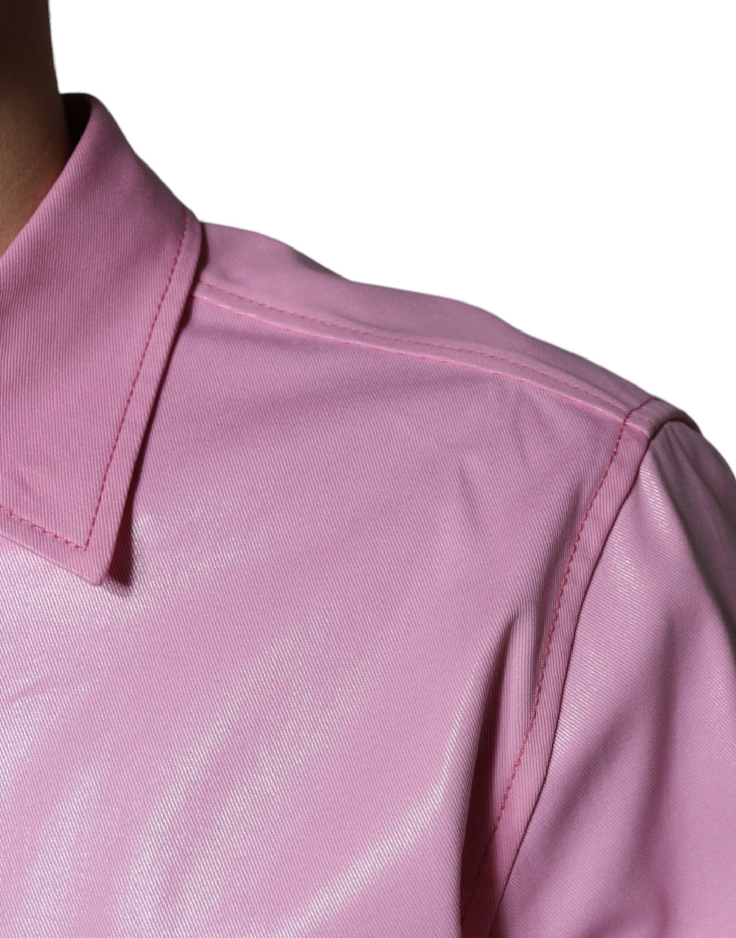Dolce & Gabbana Lyserød Bomuldsskjorte Med Krave Og Button Down