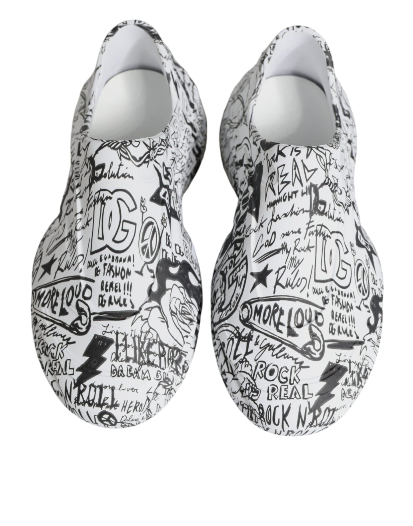 Dolce & Gabbana Hvide Sorte Graffiti Daymaster Sneakers Sko