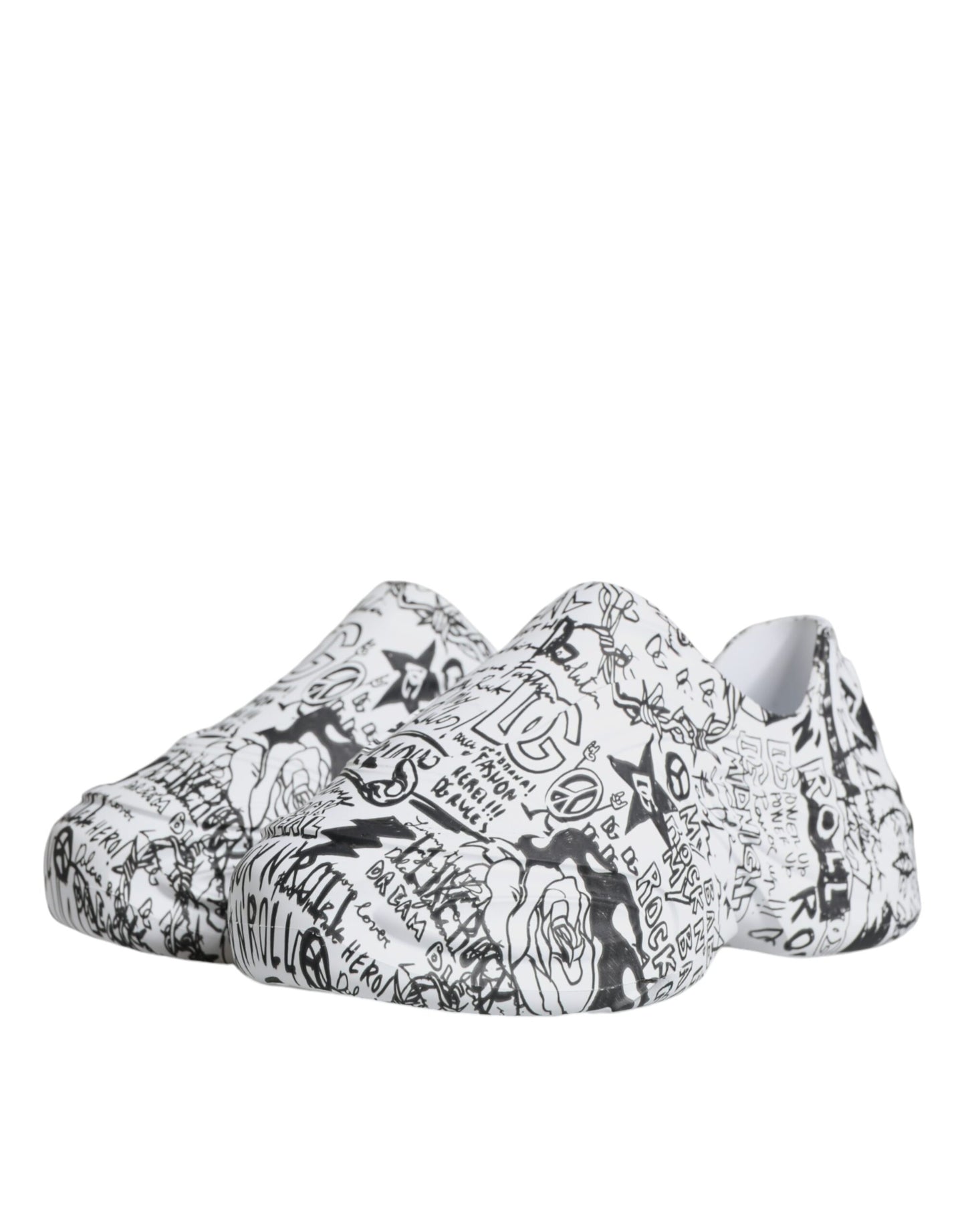 Dolce & Gabbana Hvide Sorte Graffiti Daymaster Sneakers Sko