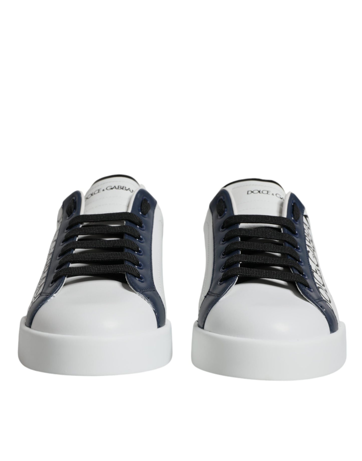 Dolce & Gabbana Hvide Blå Læder Crown Milano Sneakers Sko