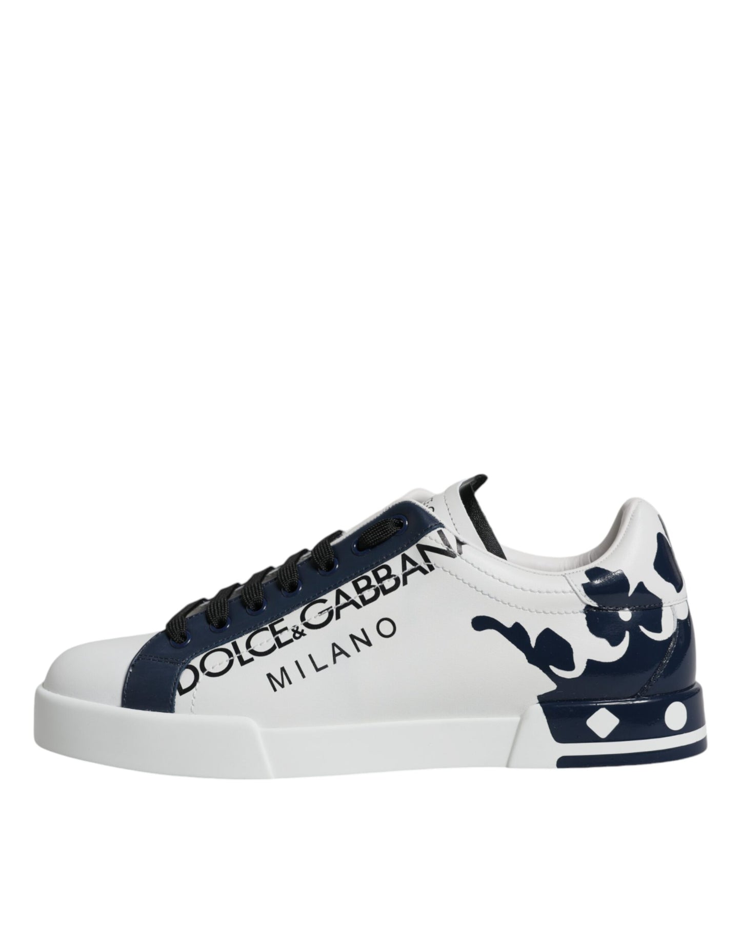 Dolce & Gabbana Hvide Blå Læder Crown Milano Sneakers Sko