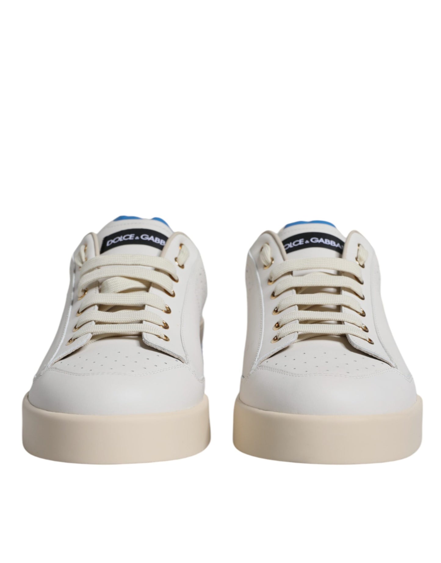 Dolce & Gabbana Hvide Blå Perforerede Lave Sneakers Sko