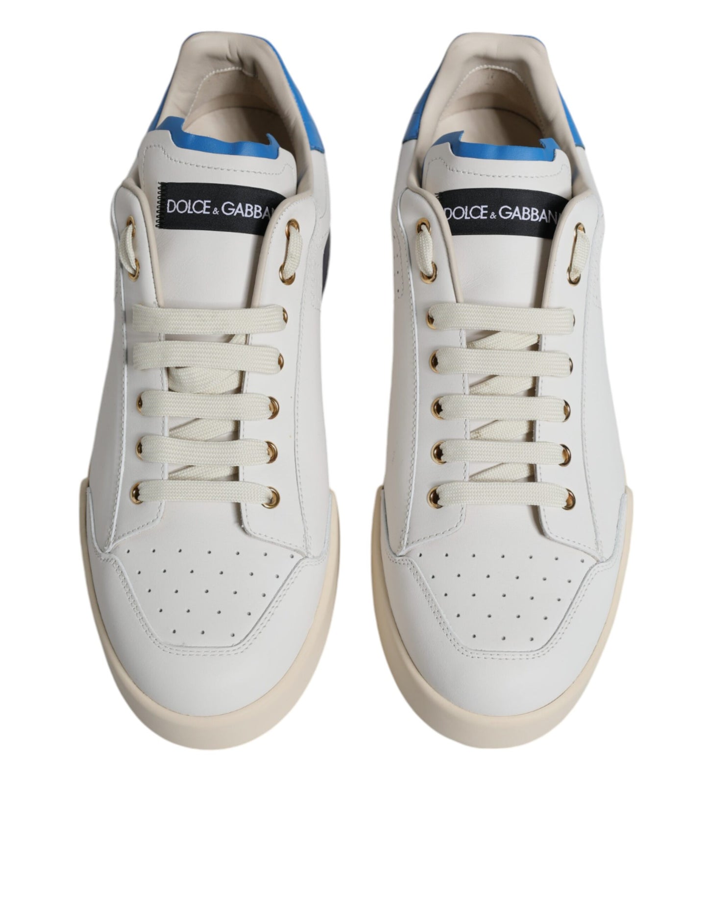 Dolce & Gabbana Hvide Blå Perforerede Lave Sneakers Sko