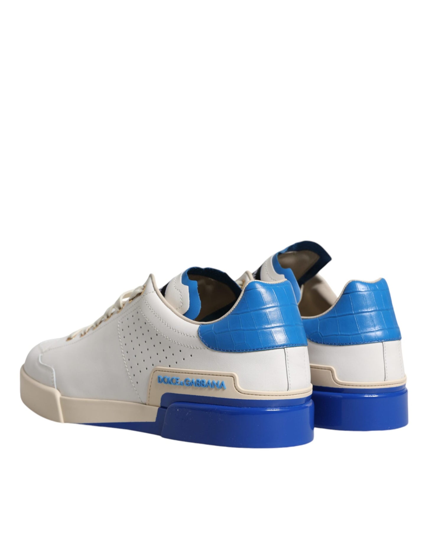 Dolce & Gabbana Hvide Blå Perforerede Lave Sneakers Sko