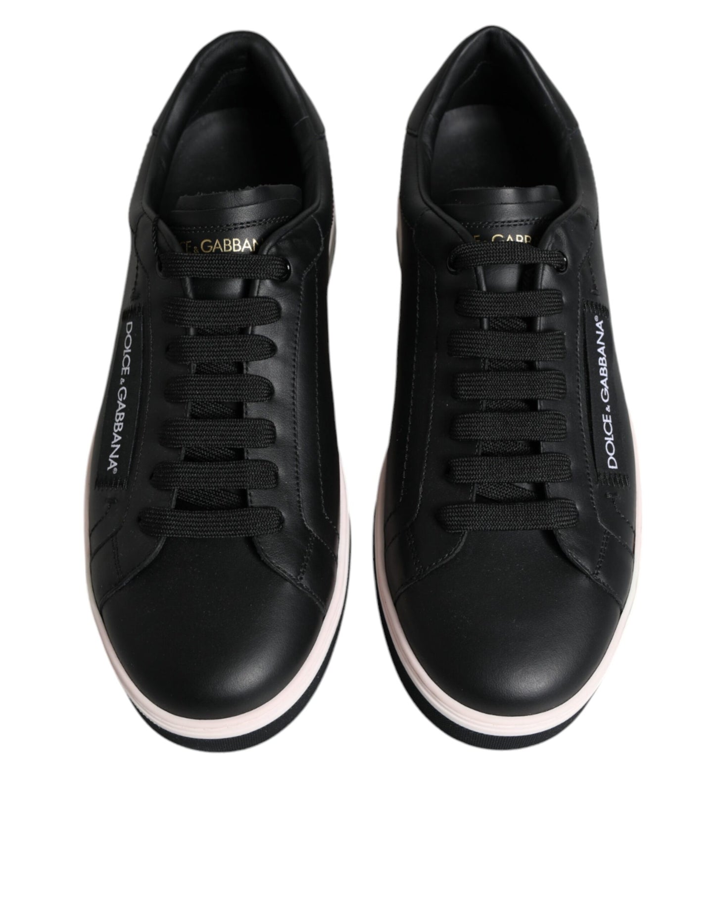 Dolce & Gabbana Sorte Læder Low Top Herre Sneakers Sko