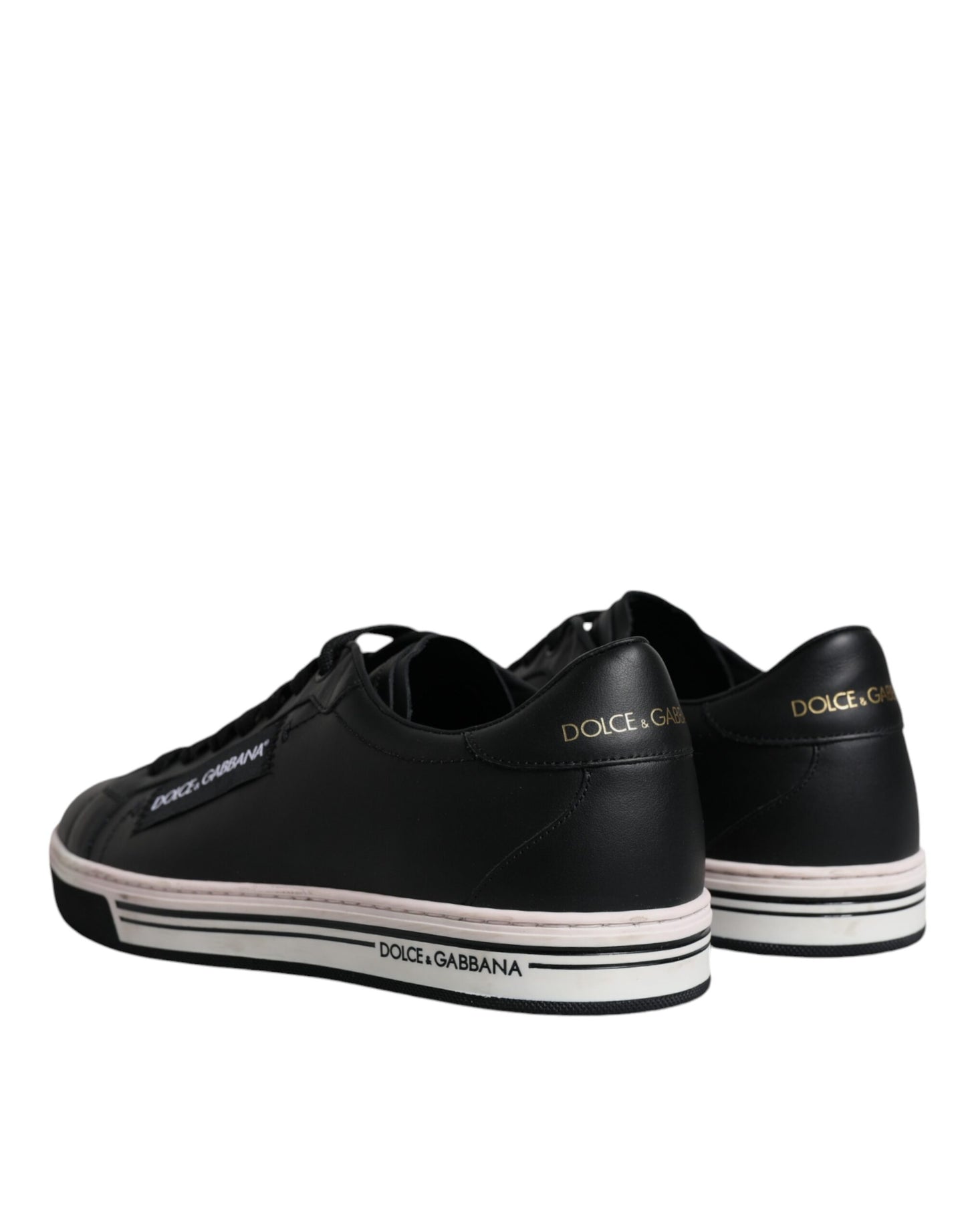 Dolce & Gabbana Sorte Læder Low Top Herre Sneakers Sko