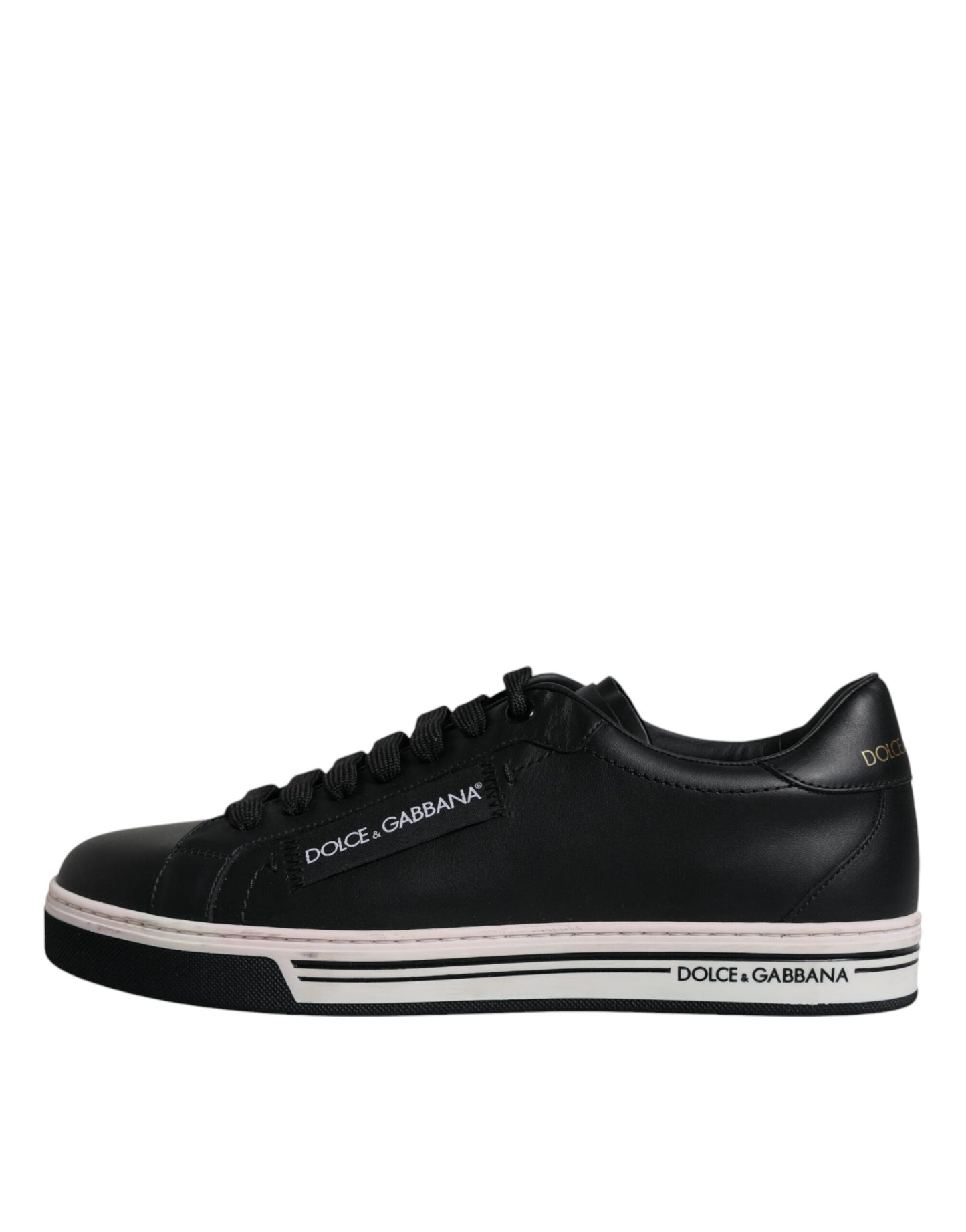 Dolce & Gabbana Sorte Læder Low Top Herre Sneakers Sko