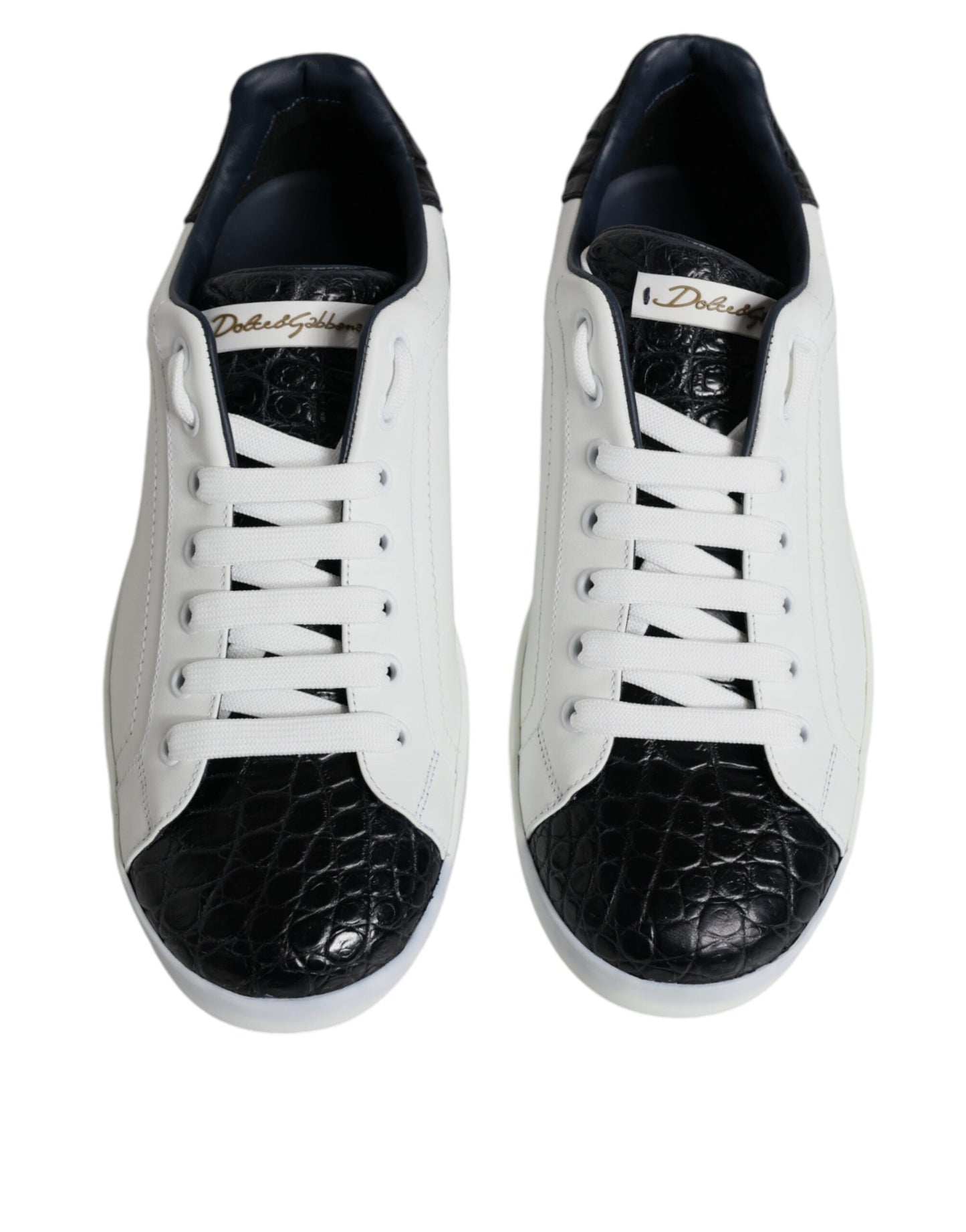 Dolce & Gabbana Hvide Læderlogo Portofino Sneakersko