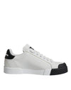 Dolce & Gabbana Hvide Sorte Læder Logo Portofino Sneakersko