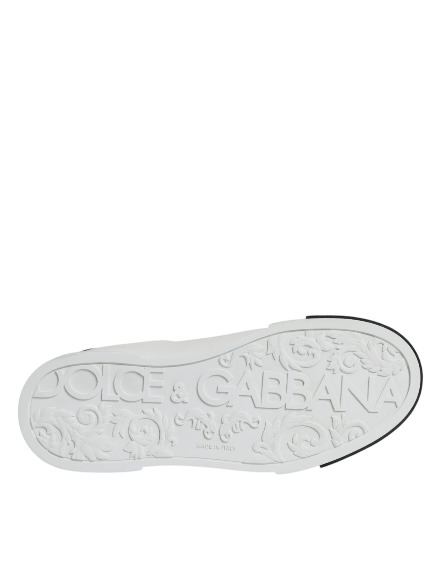 Dolce & Gabbana Hvide Sorte Læder Logo Portofino Sneakersko