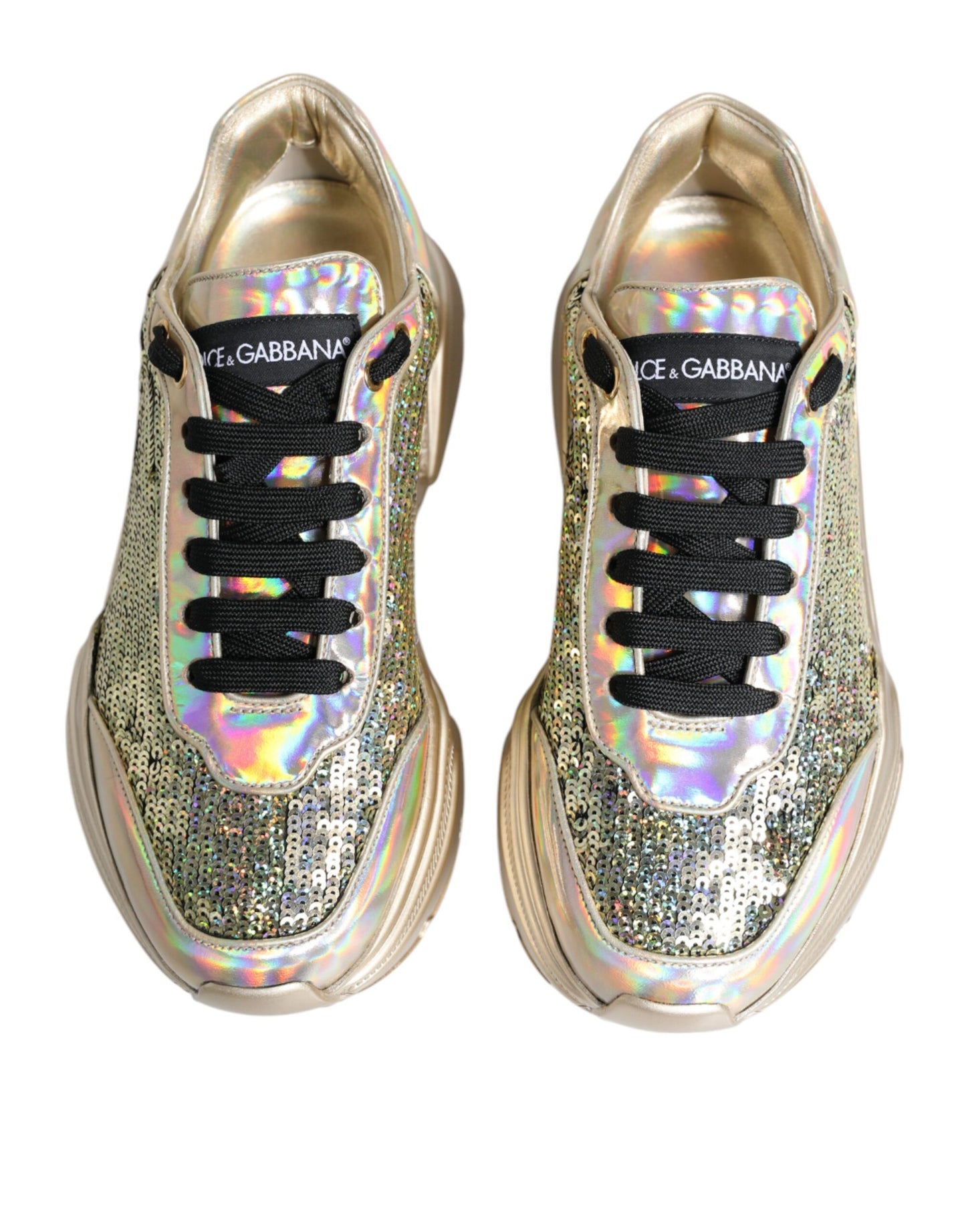 Dolce & Gabbana Guld Pailletter Iriserende Daymaster Sneakers Sko