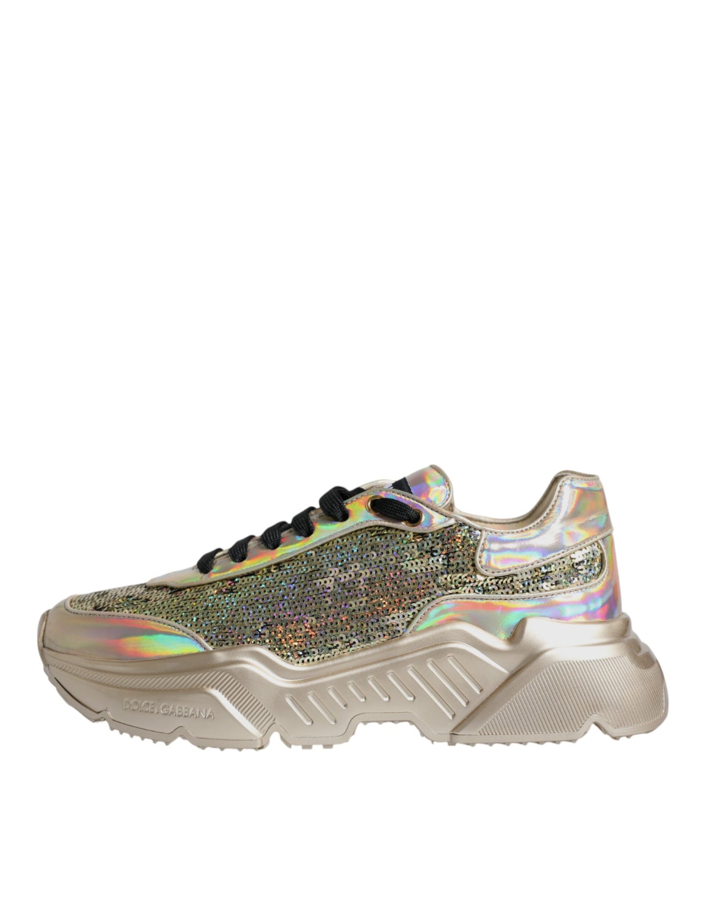 Dolce & Gabbana Guld Pailletter Iriserende Daymaster Sneakers Sko