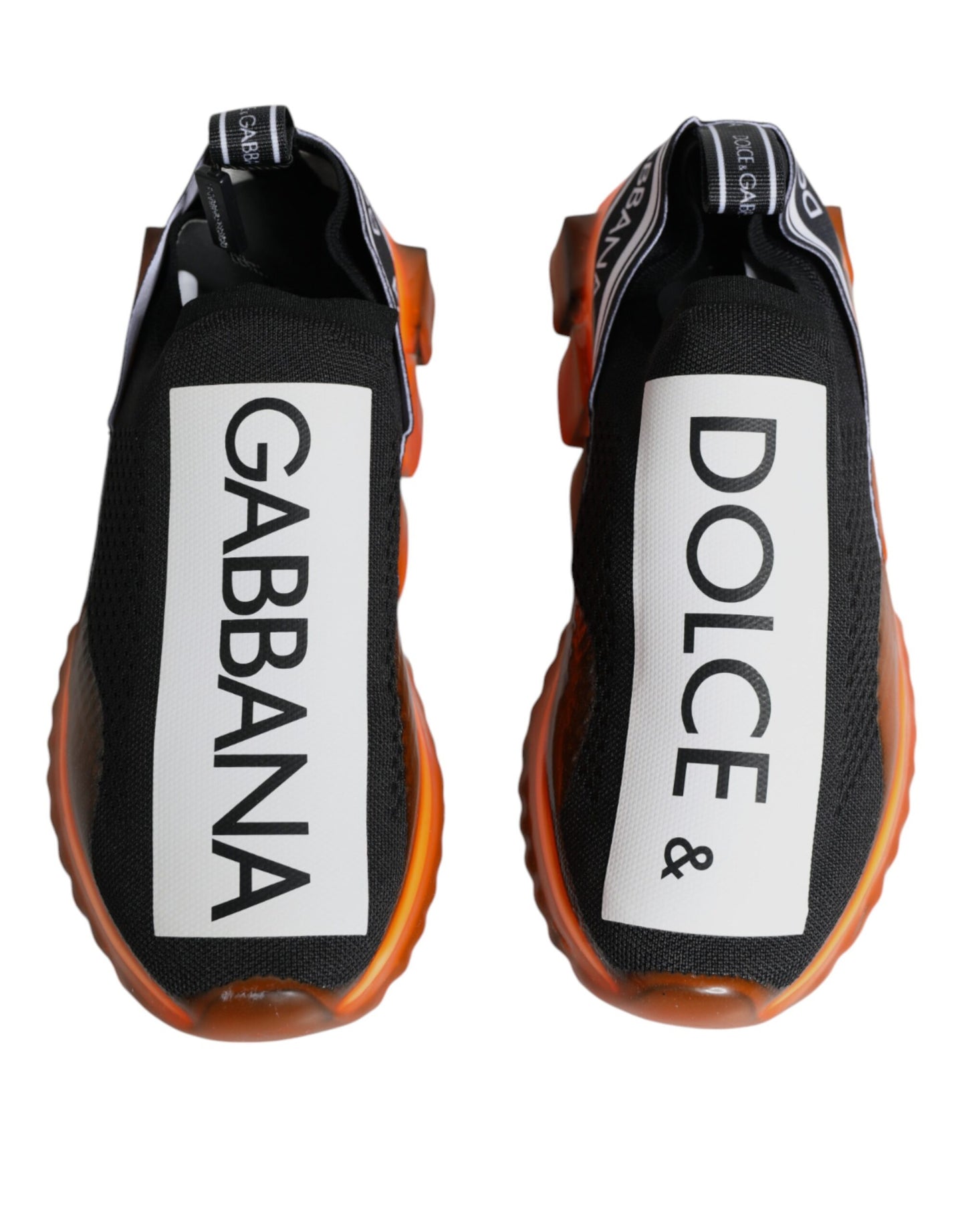 Dolce & Gabbana Sorte Orange Sorrento Slip On Sneakers Sko