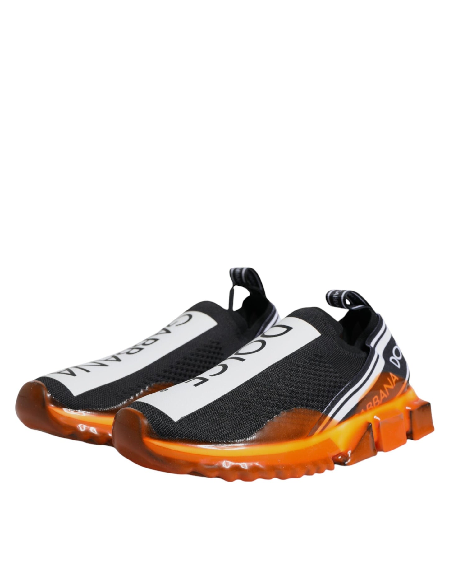 Dolce & Gabbana Sorte Orange Sorrento Slip On Sneakers Sko