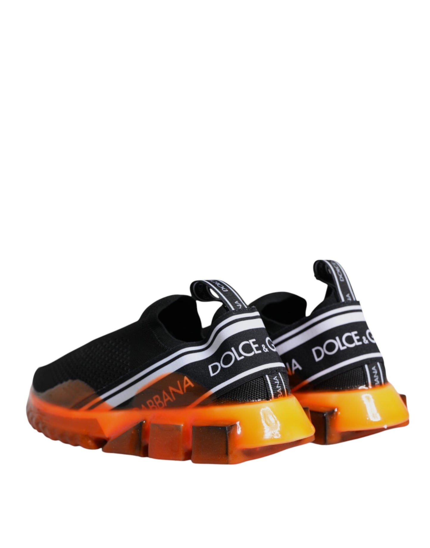 Dolce & Gabbana Sorte Orange Sorrento Slip On Sneakers Sko