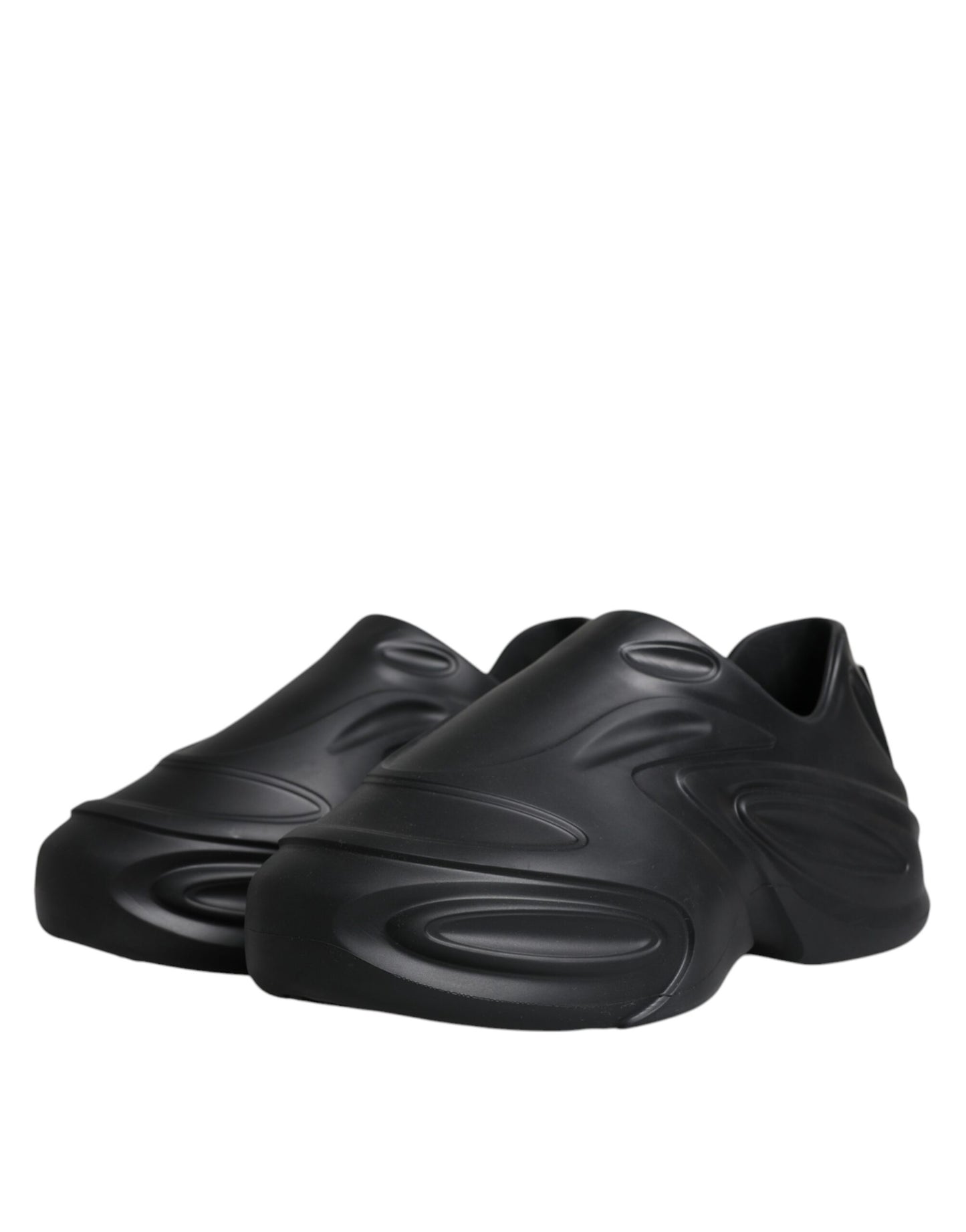Dolce & Gabbana Sorte Folieret Gummi Legetøj Lave Sneakers Sko