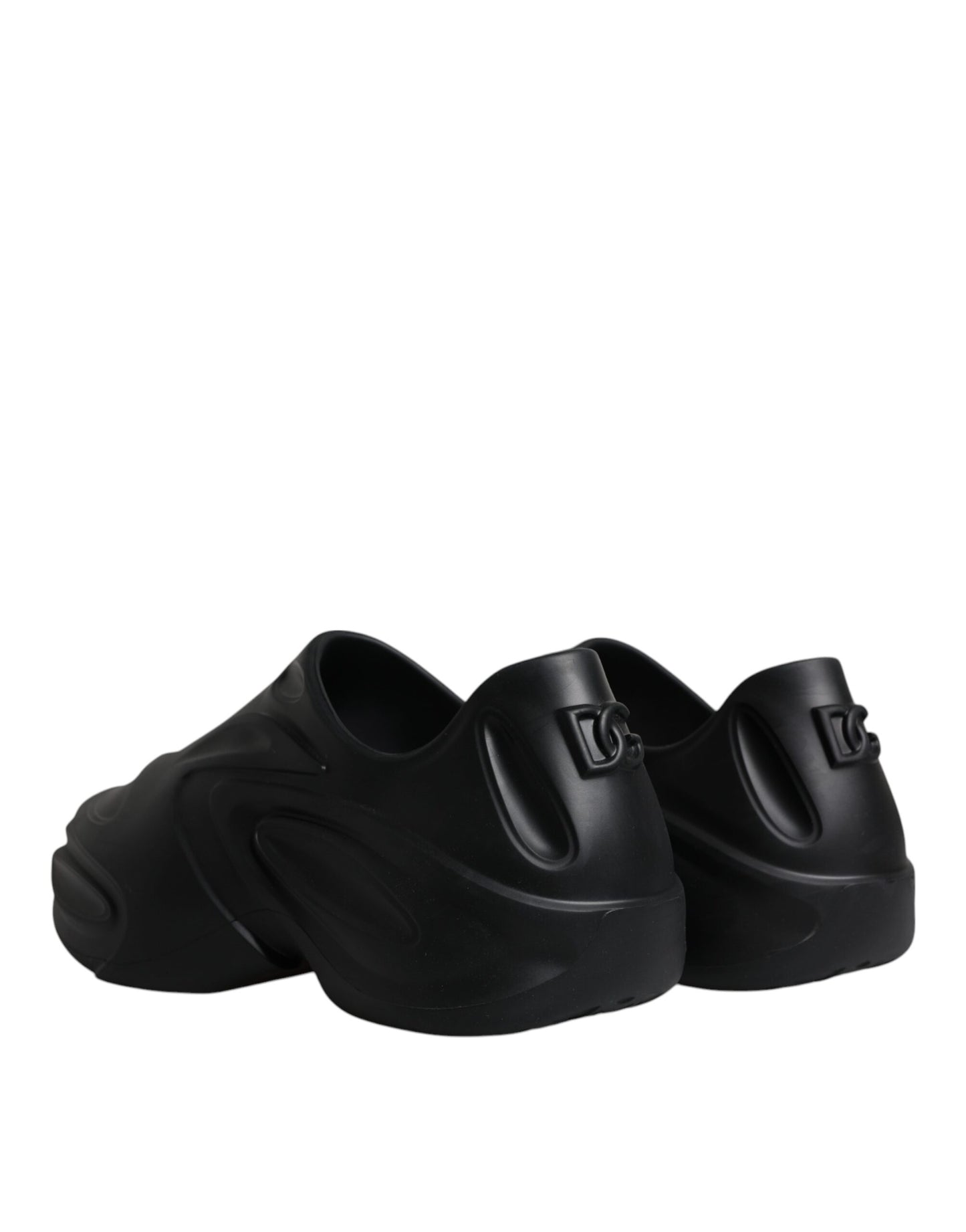 Dolce & Gabbana Sorte Folieret Gummi Legetøj Lave Sneakers Sko