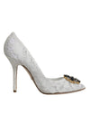 Dolce & Gabbana Hvide Taormina Pumps med Blonde og Krystalhæl