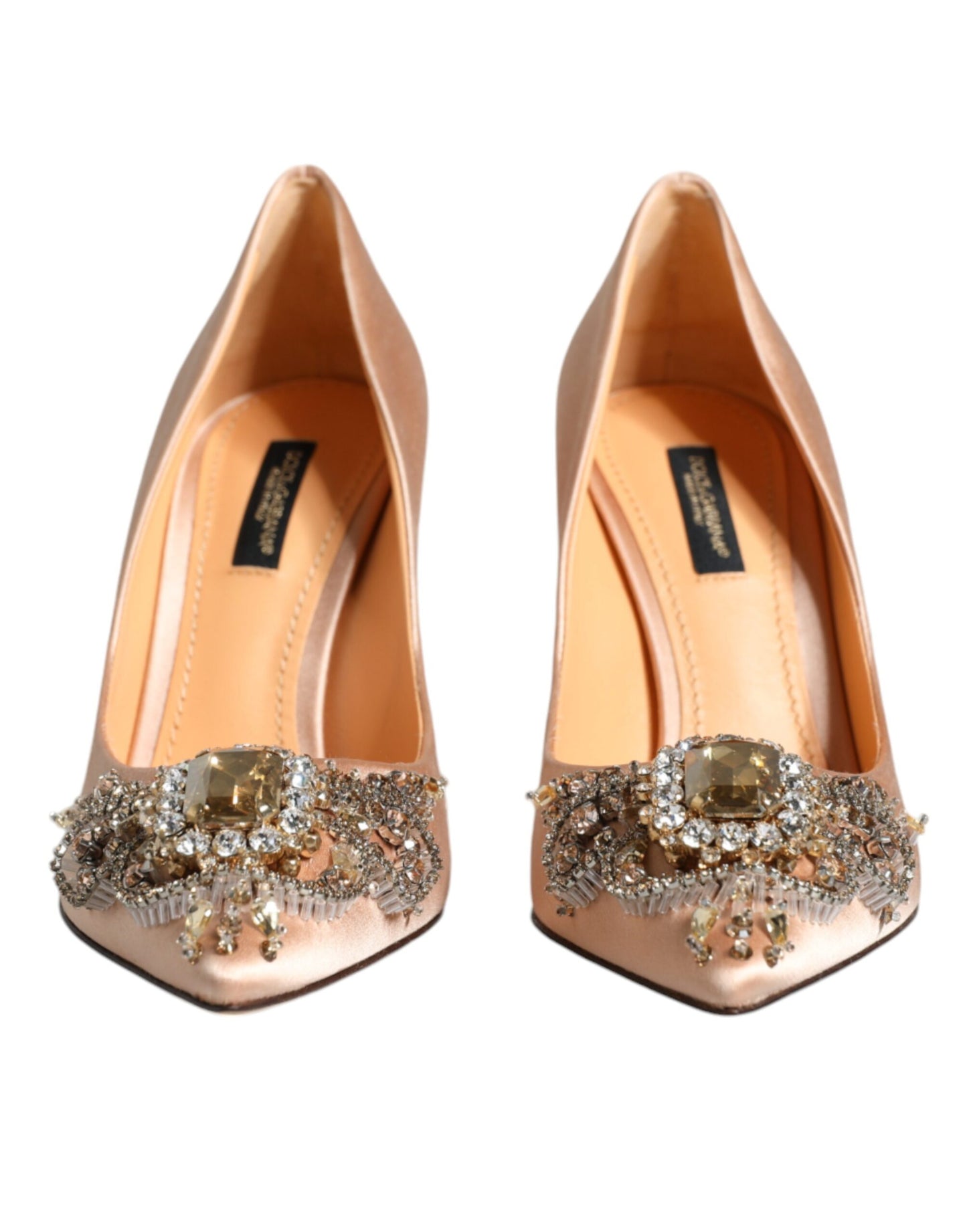 Dolce & Gabbana Beige Satin Krystal Højhælede Pumps Sko