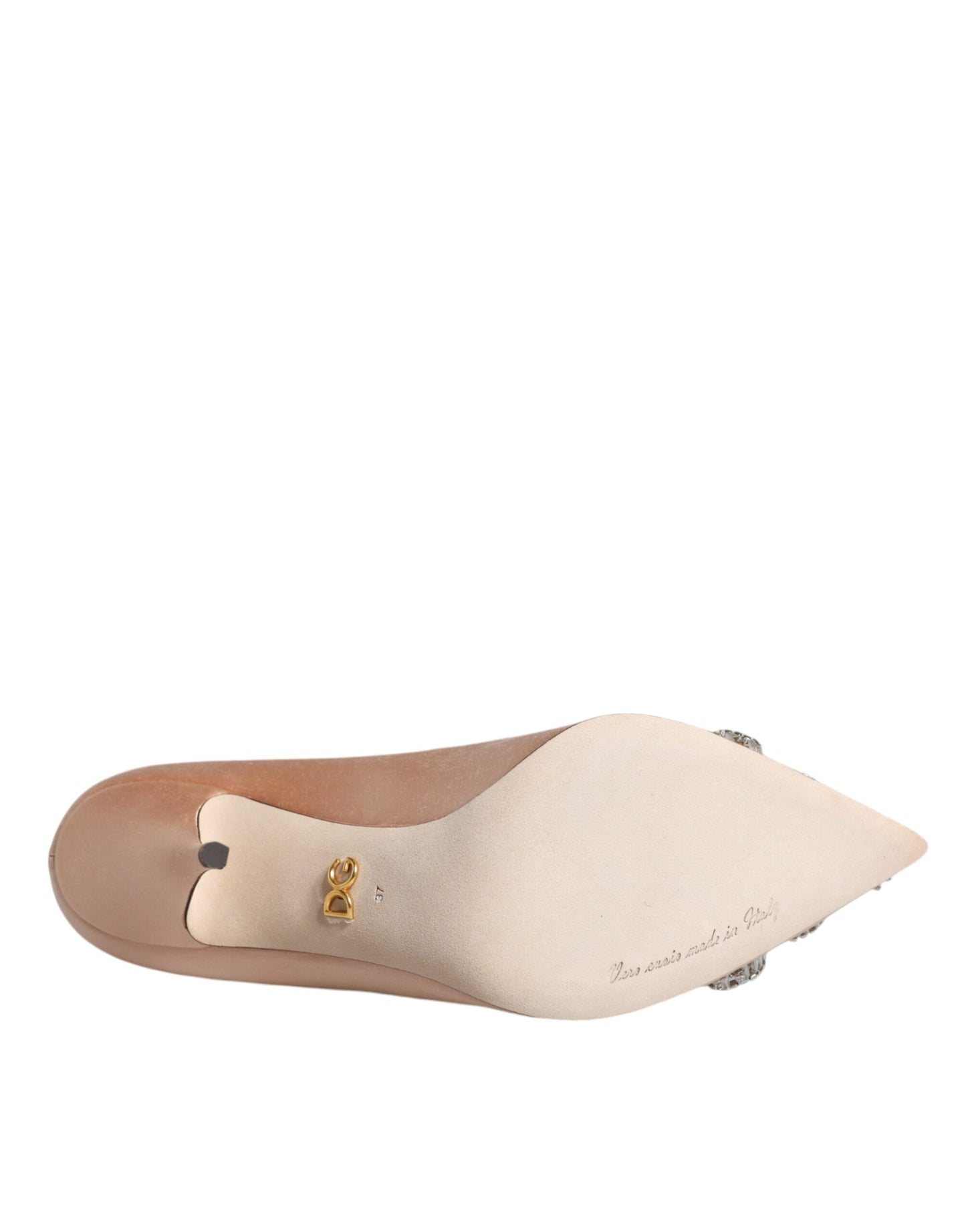 Dolce & Gabbana Beige Satin Krystal Højhælede Pumps Sko
