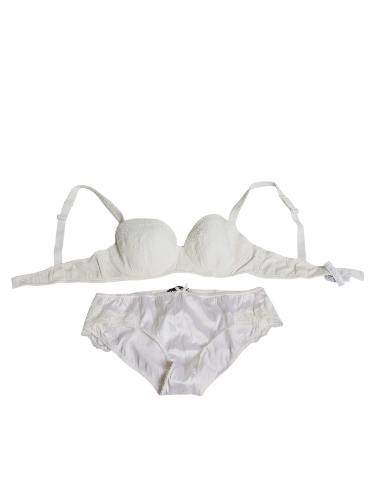 Dolce & Gabbana Hvid Silke Stretch Trusser Balconette Bh Undertøj