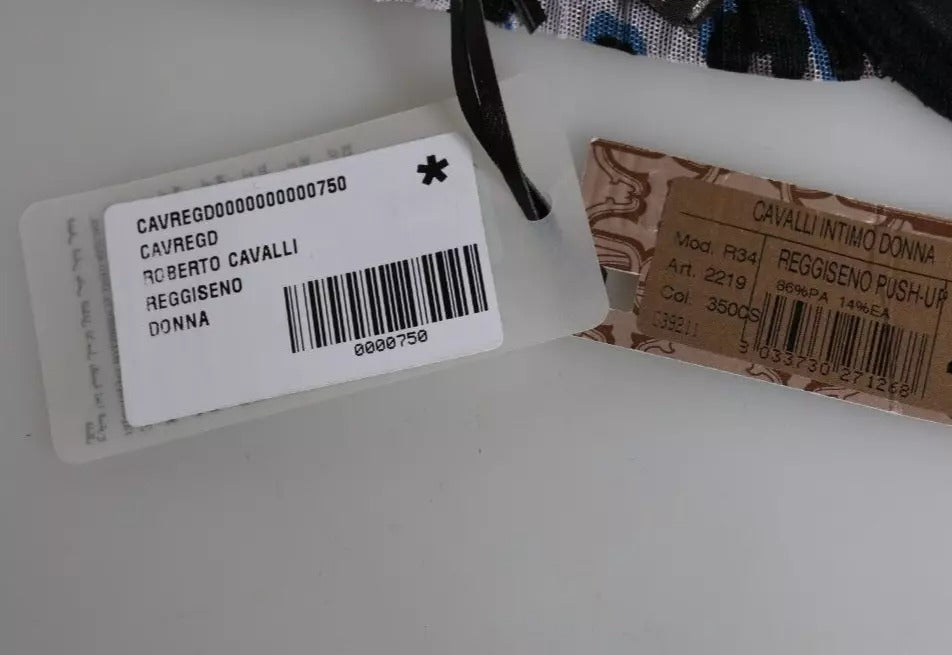 Roberto Cavalli Hvid Leopard Push Up Reggiseno Bh Undertøj