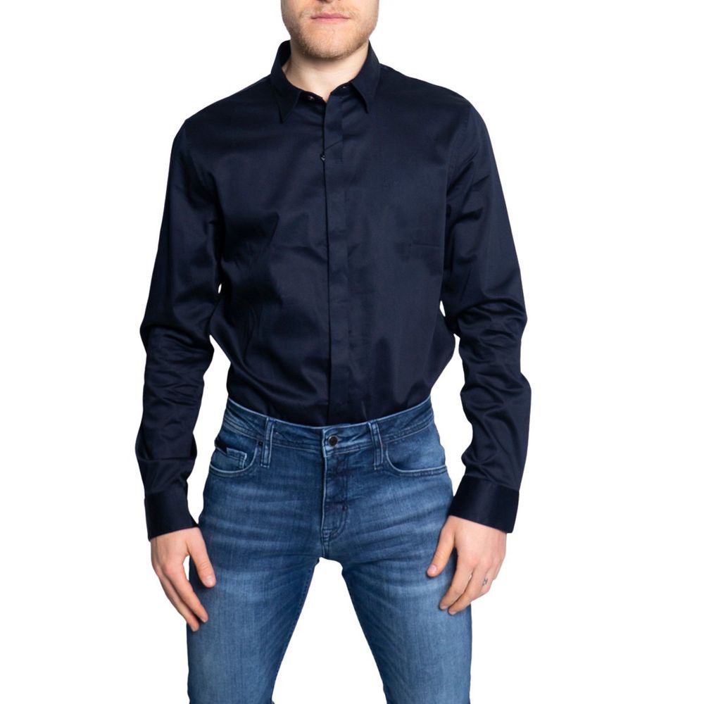 Armani Exchange Blå Bomuldsskjorte