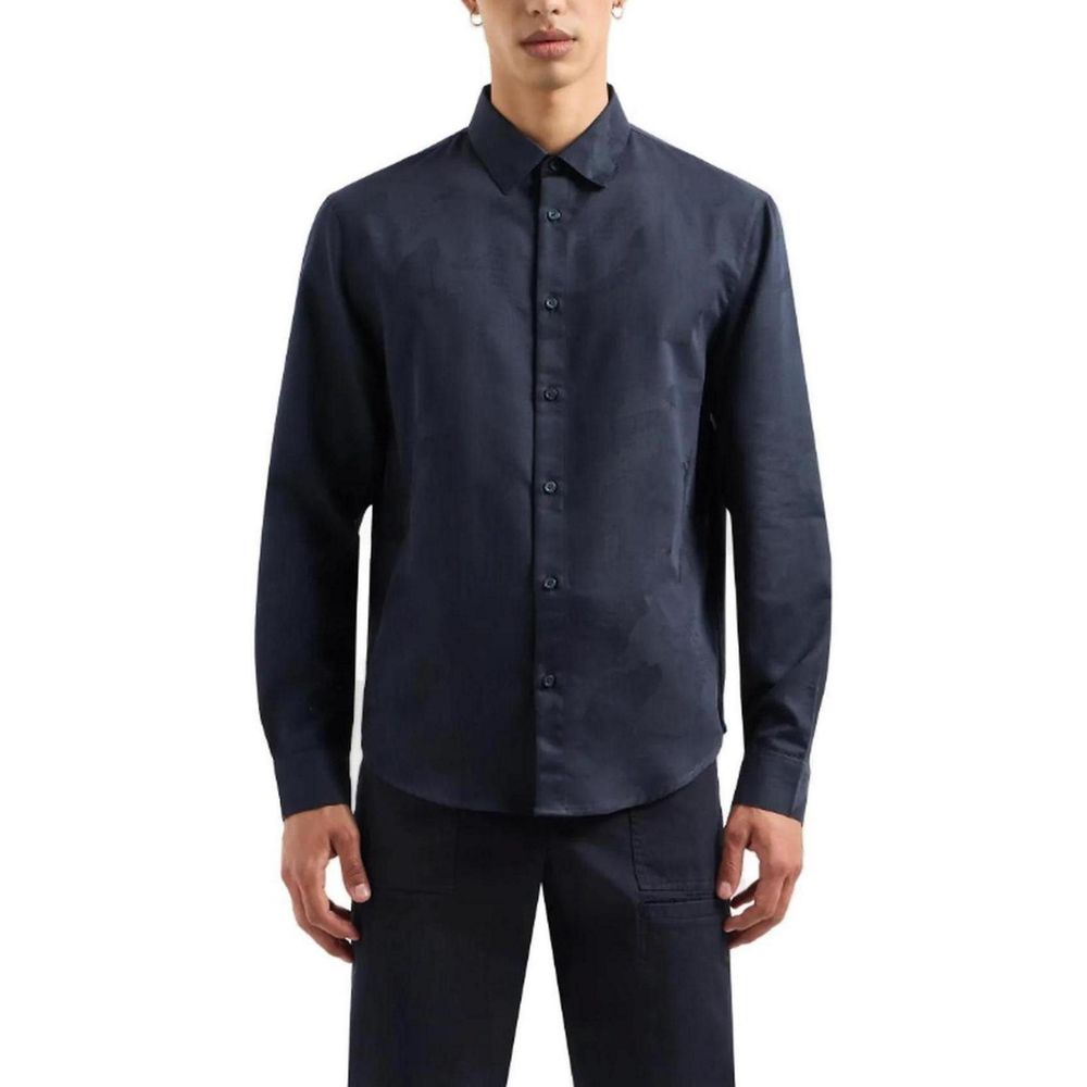 Armani Exchange Blå Bomuldsskjorte