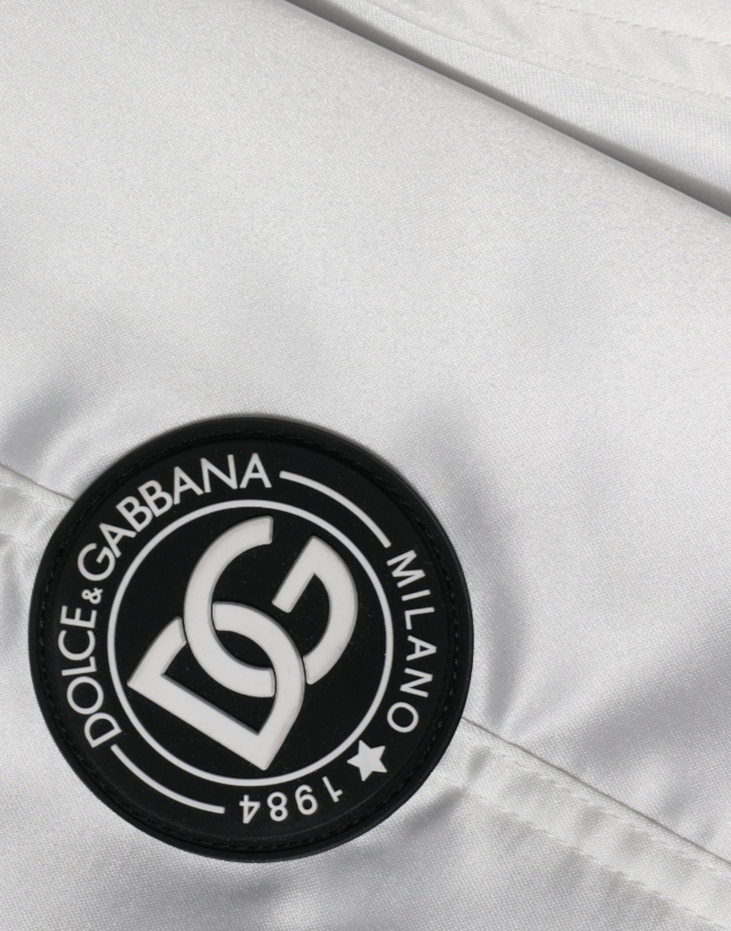 Dolce & Gabbana Hvid Polyester Logo Full Zip Bomberjakke