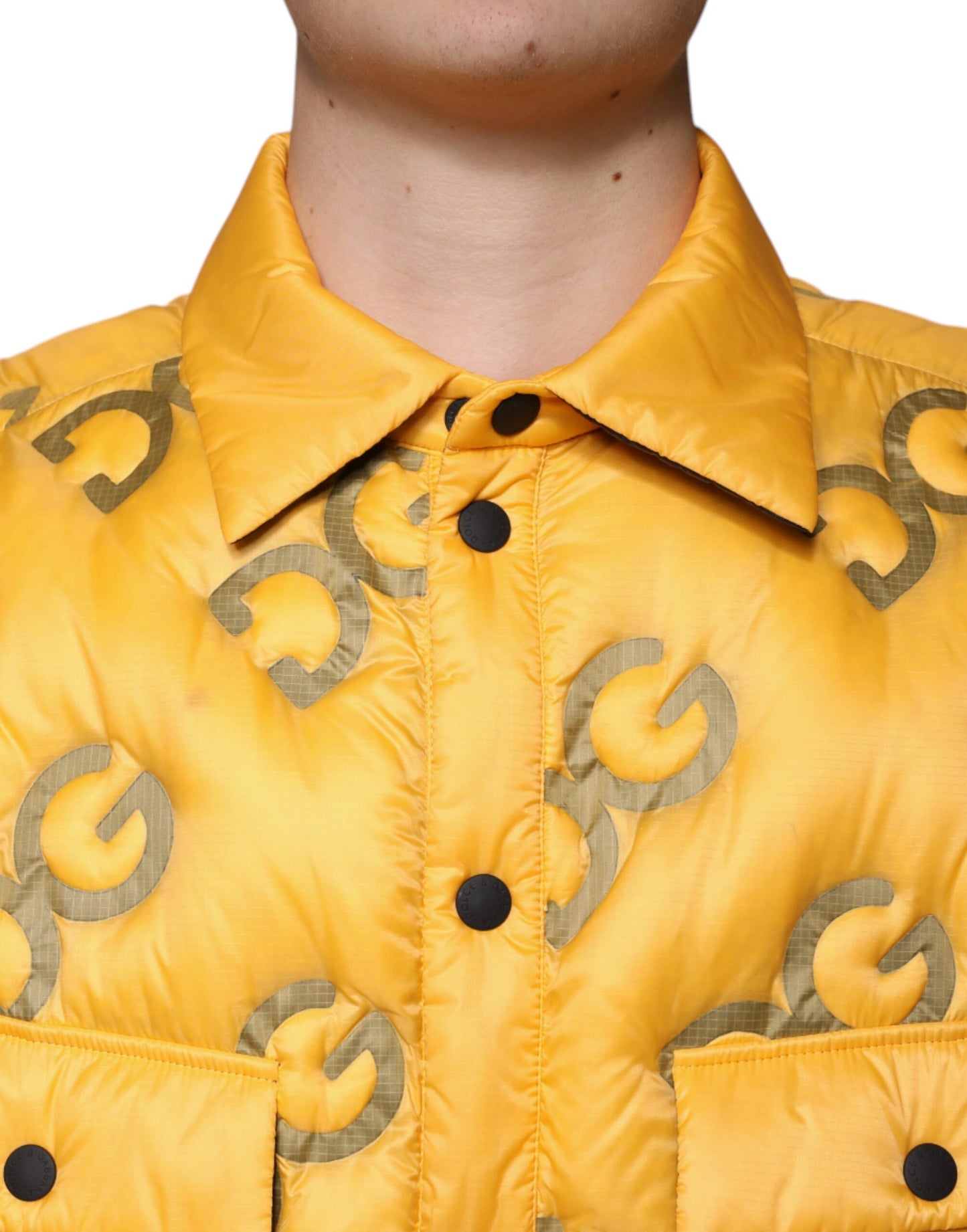 Dolce & Gabbana Gul Logo Polstret Blouson Jakke med Knapper