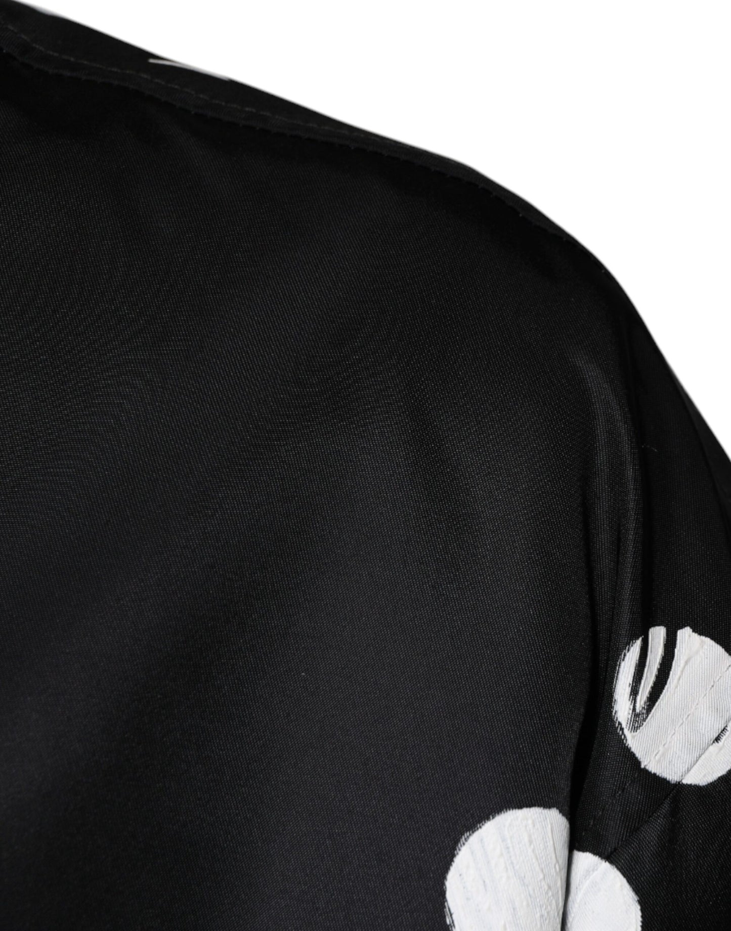 Dolce & Gabbana Sort Nylon Bomberjakke med Polkaprikker og Striber