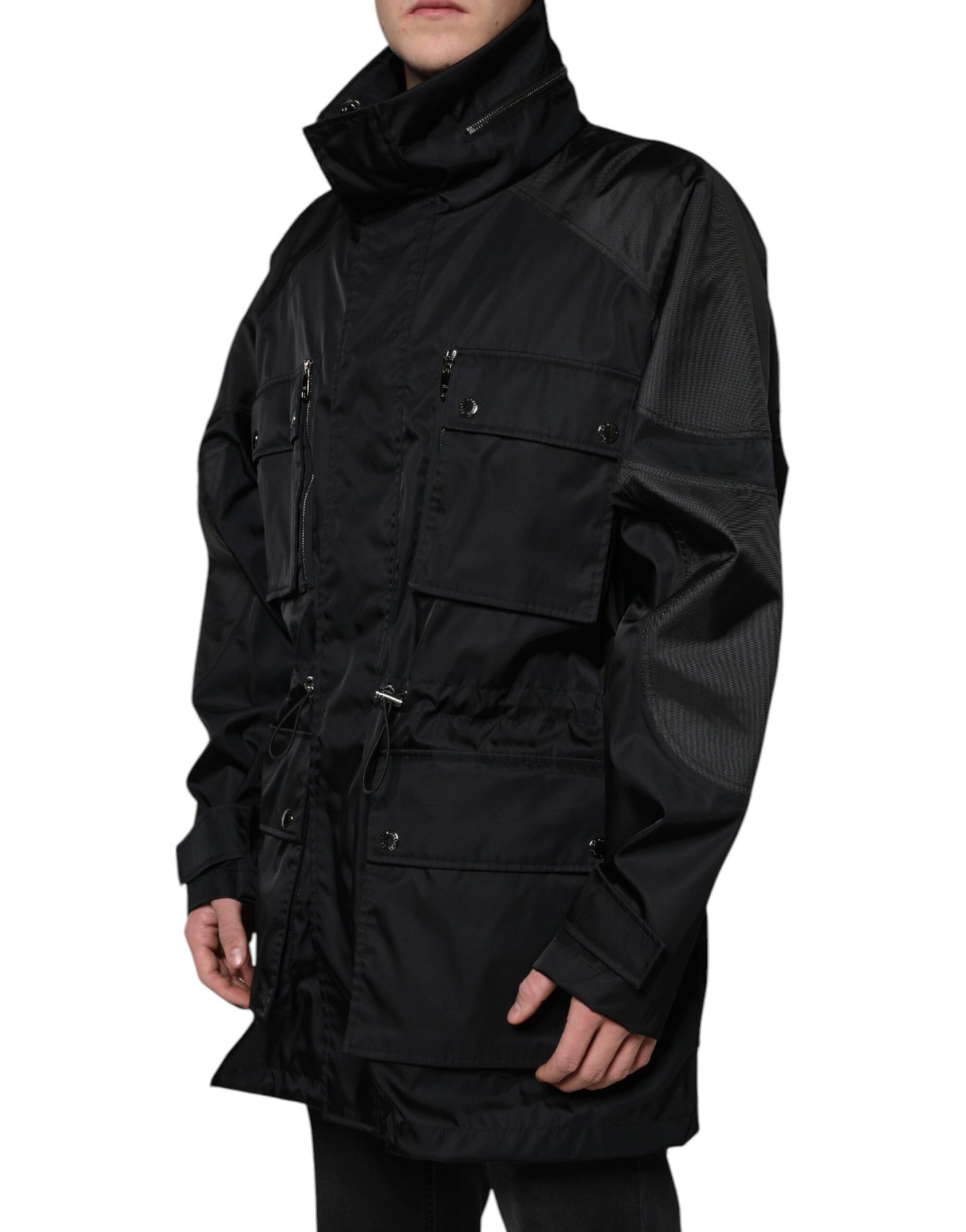 Dolce & Gabbana Sort Nylon Vinter Herre Parka Jakke
