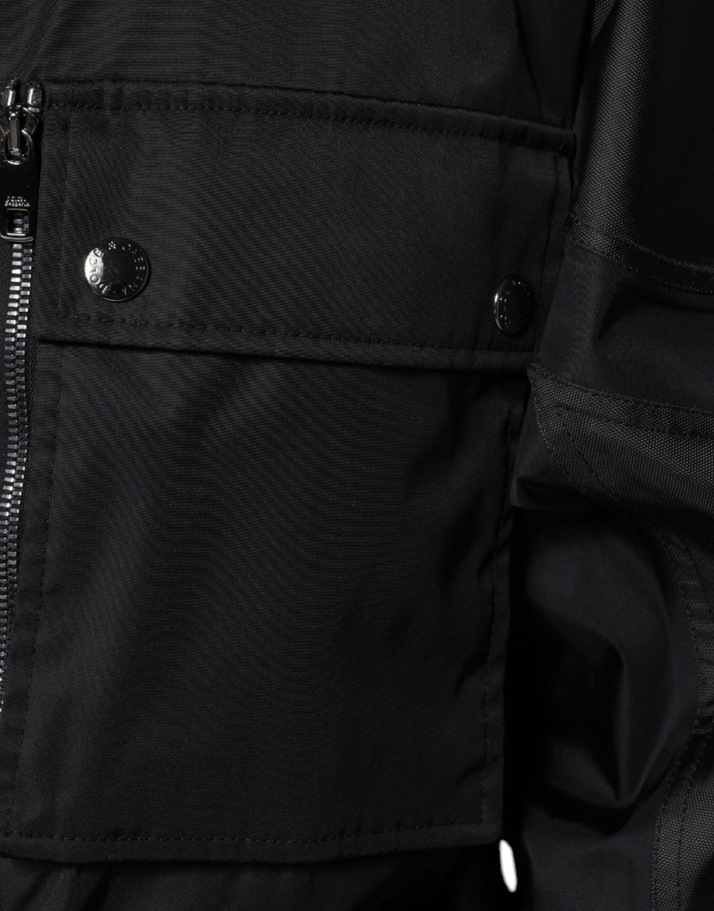 Dolce & Gabbana Sort Nylon Vinter Herre Parka Jakke