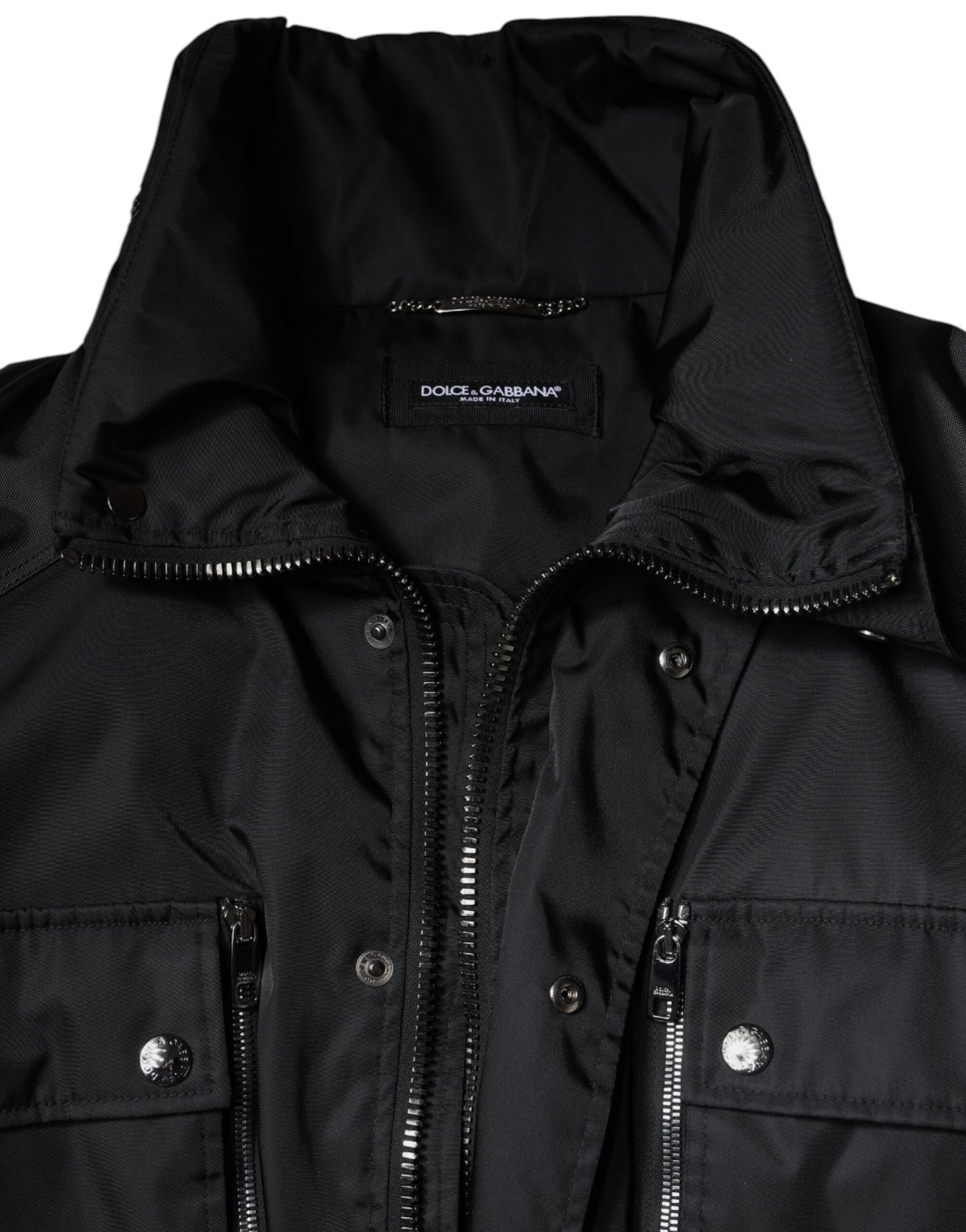Dolce & Gabbana Sort Nylon Vinter Herre Parka Jakke