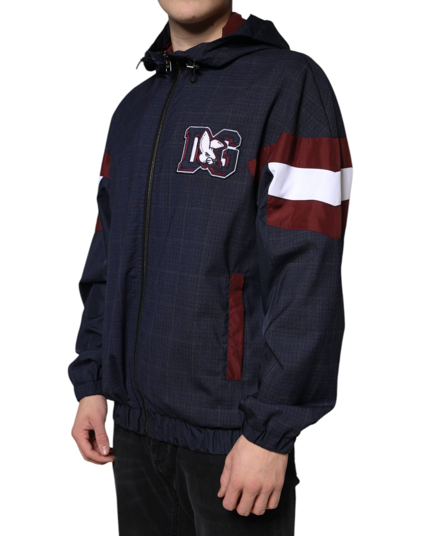 Dolce & Gabbana Blå Logo Full Zip Hættejakke til Herrer