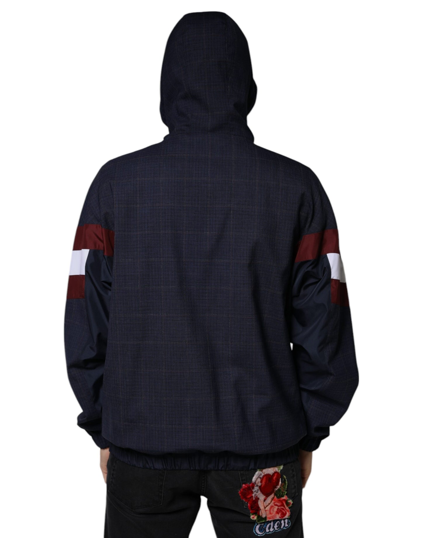 Dolce & Gabbana Blå Logo Full Zip Hættejakke til Herrer