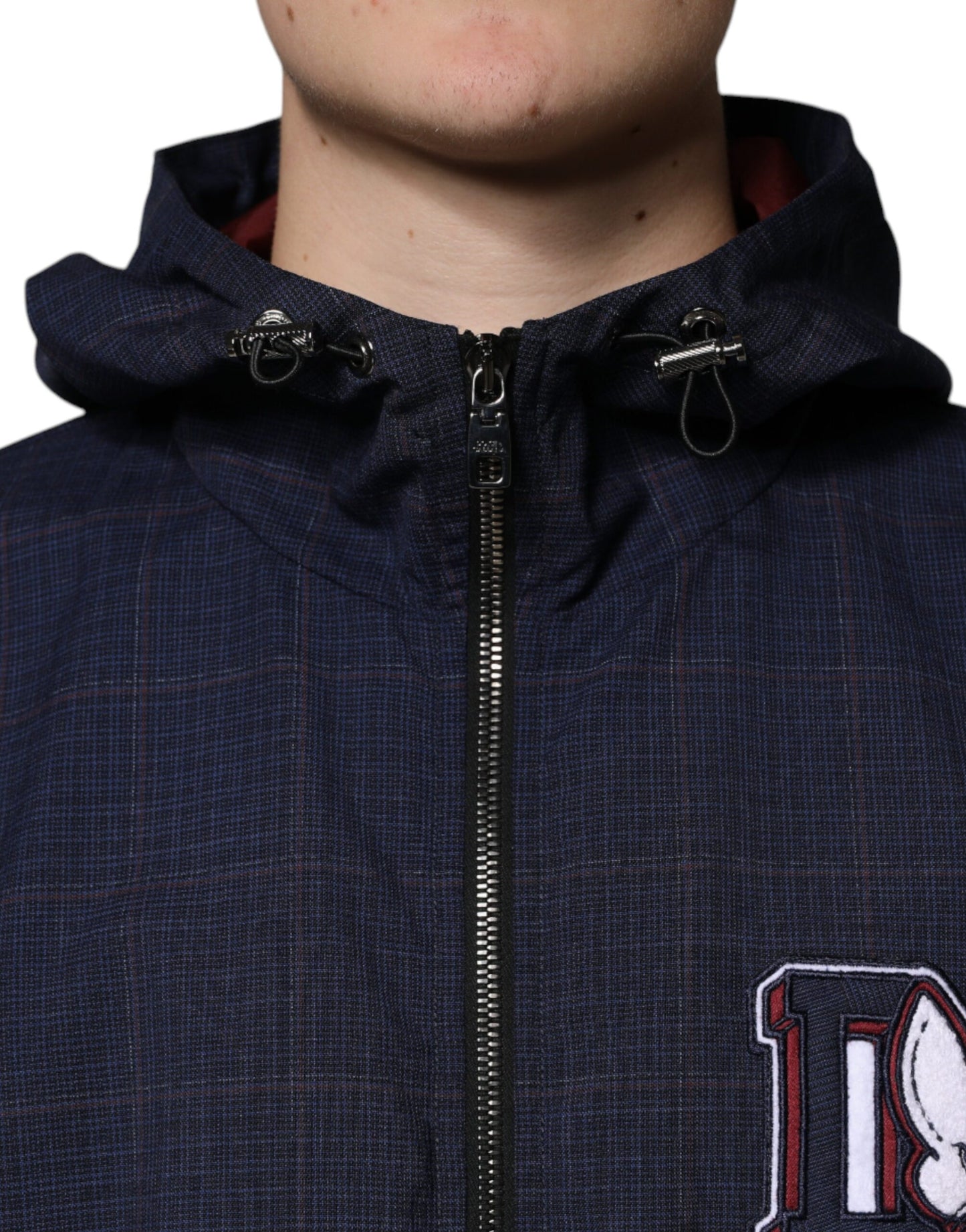 Dolce & Gabbana Blå Logo Full Zip Hættejakke til Herrer