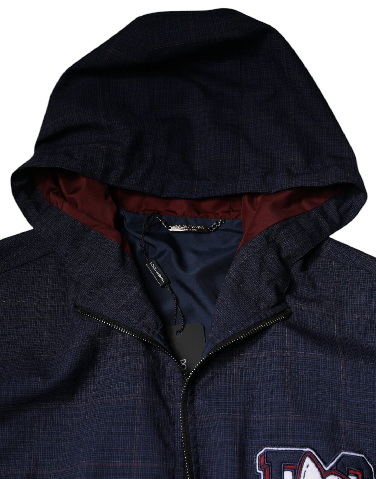 Dolce & Gabbana Blå Logo Full Zip Hættejakke til Herrer