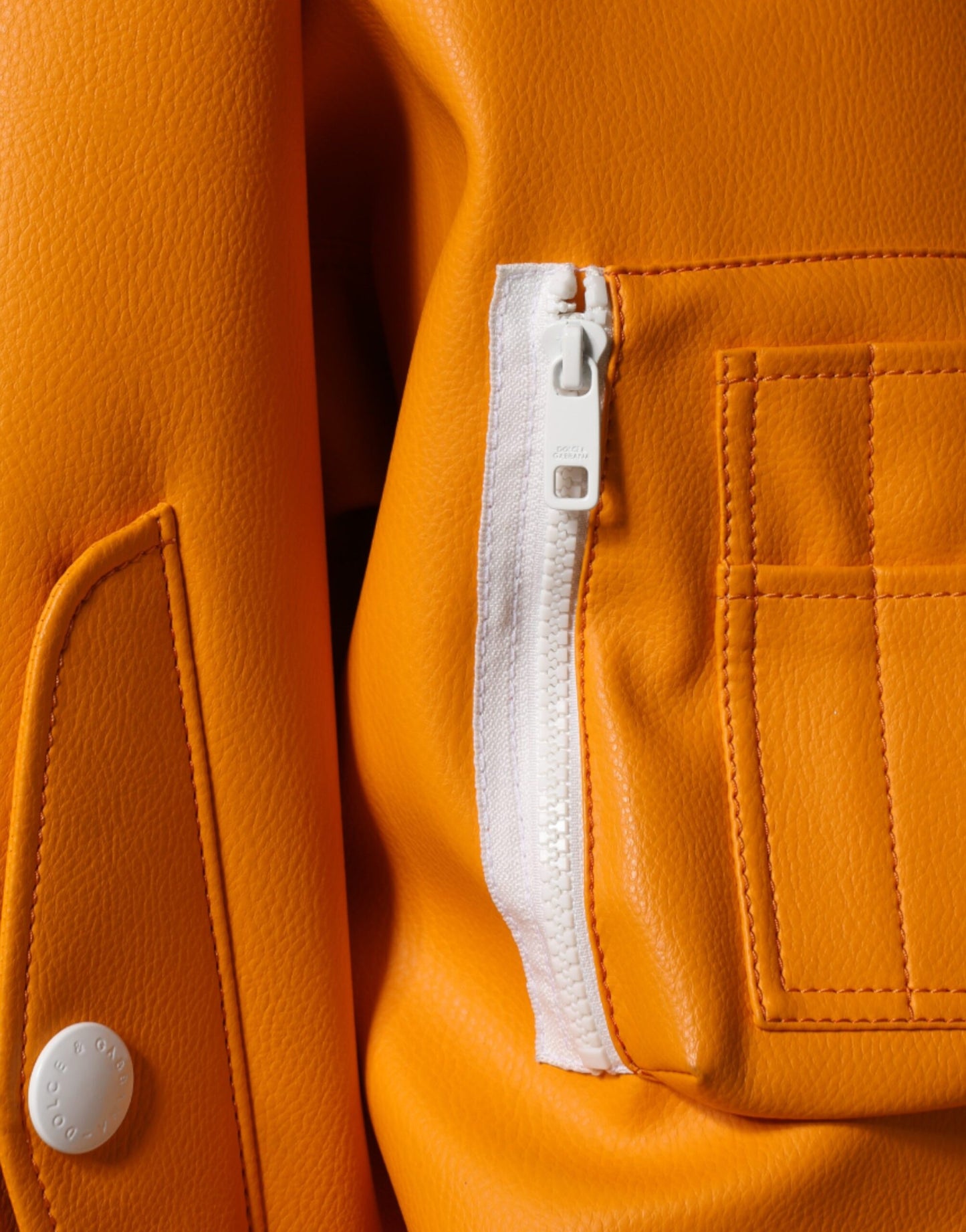 Dolce & Gabbana Orange Hvid Jersey Bomberjakke med Lynlås