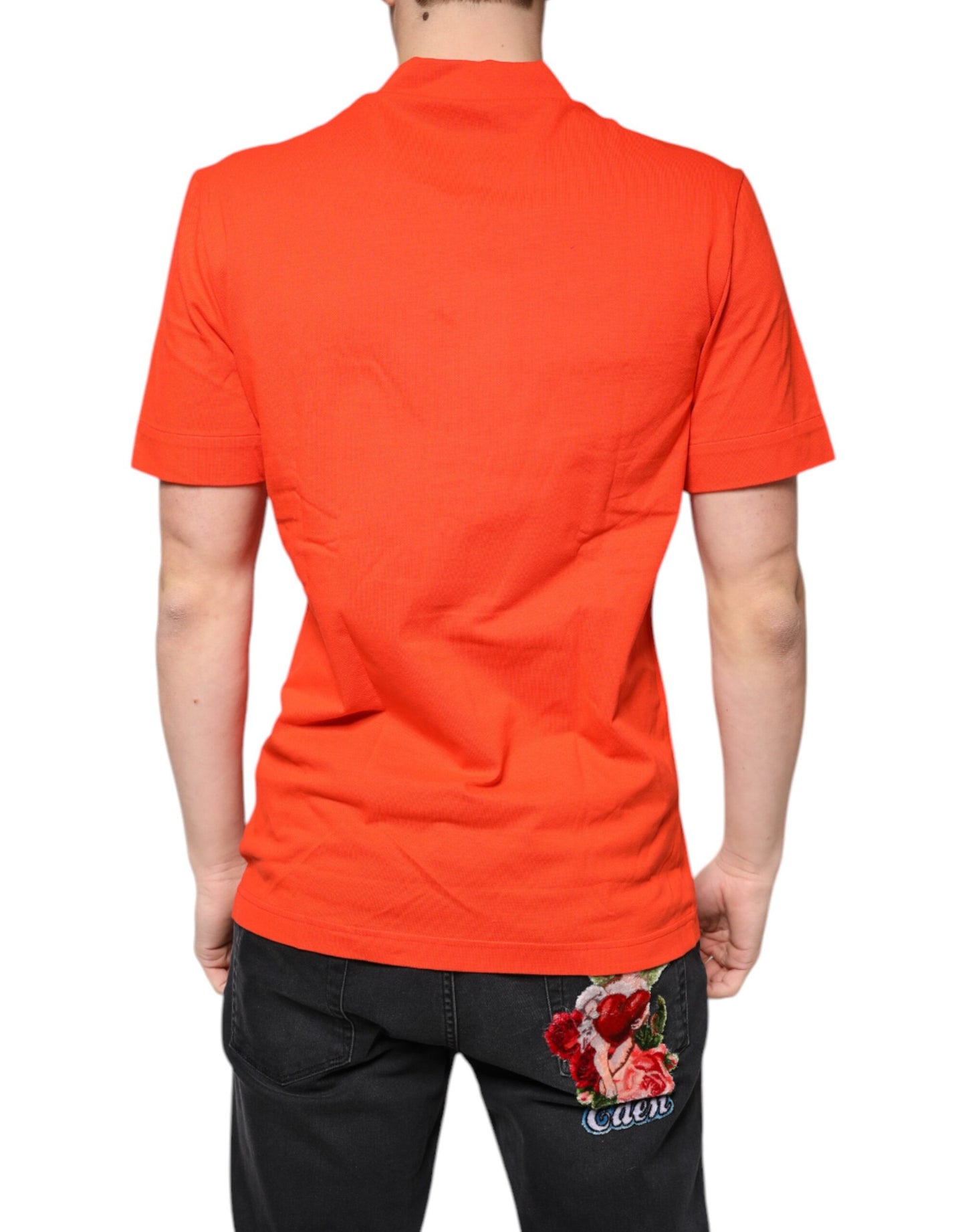 Dolce & Gabbana Orange Bomuld Button Down Casual Poloshirt