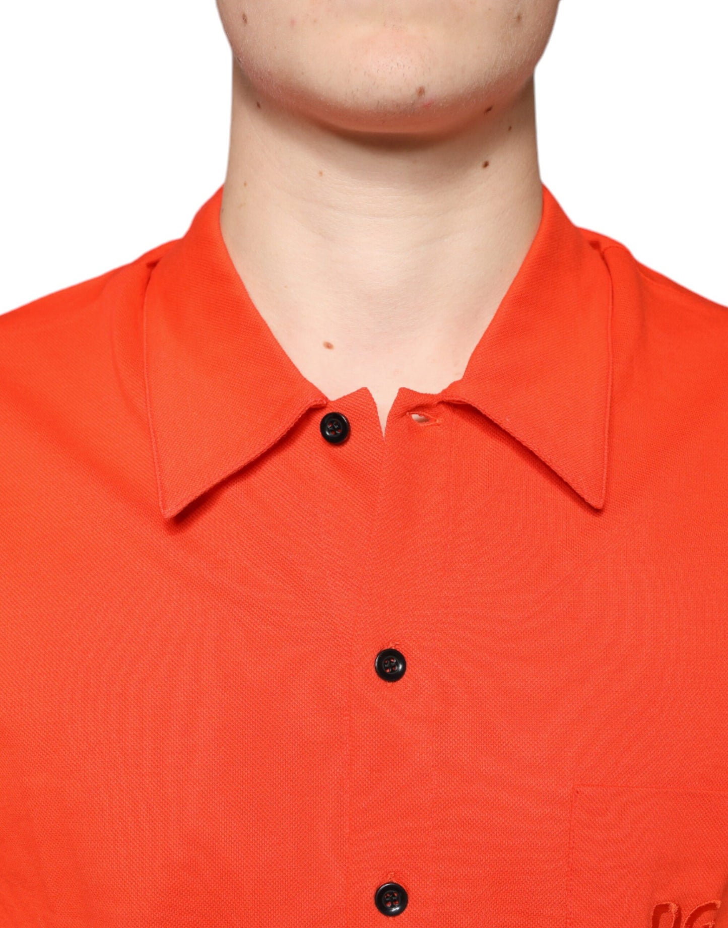 Dolce & Gabbana Orange Bomuld Button Down Casual Poloshirt